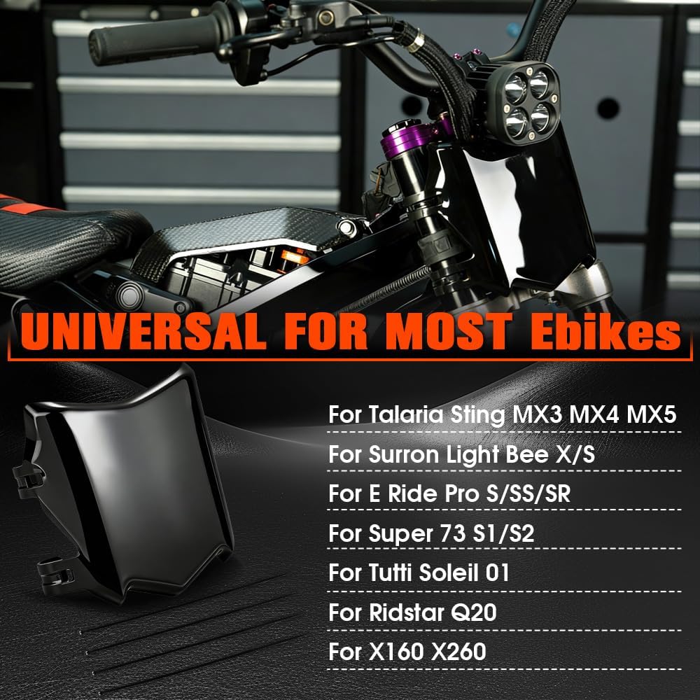 Electric Dirt Bike Hollow Mesh Front Number Plate with 3M Protective Decal for Surron Light Bee X/S,Talaria,Yozma in10,Tuttio,Ridstar Q20 &Super73-Motocross Style Plate to Hide Wire, Ebike Accessories