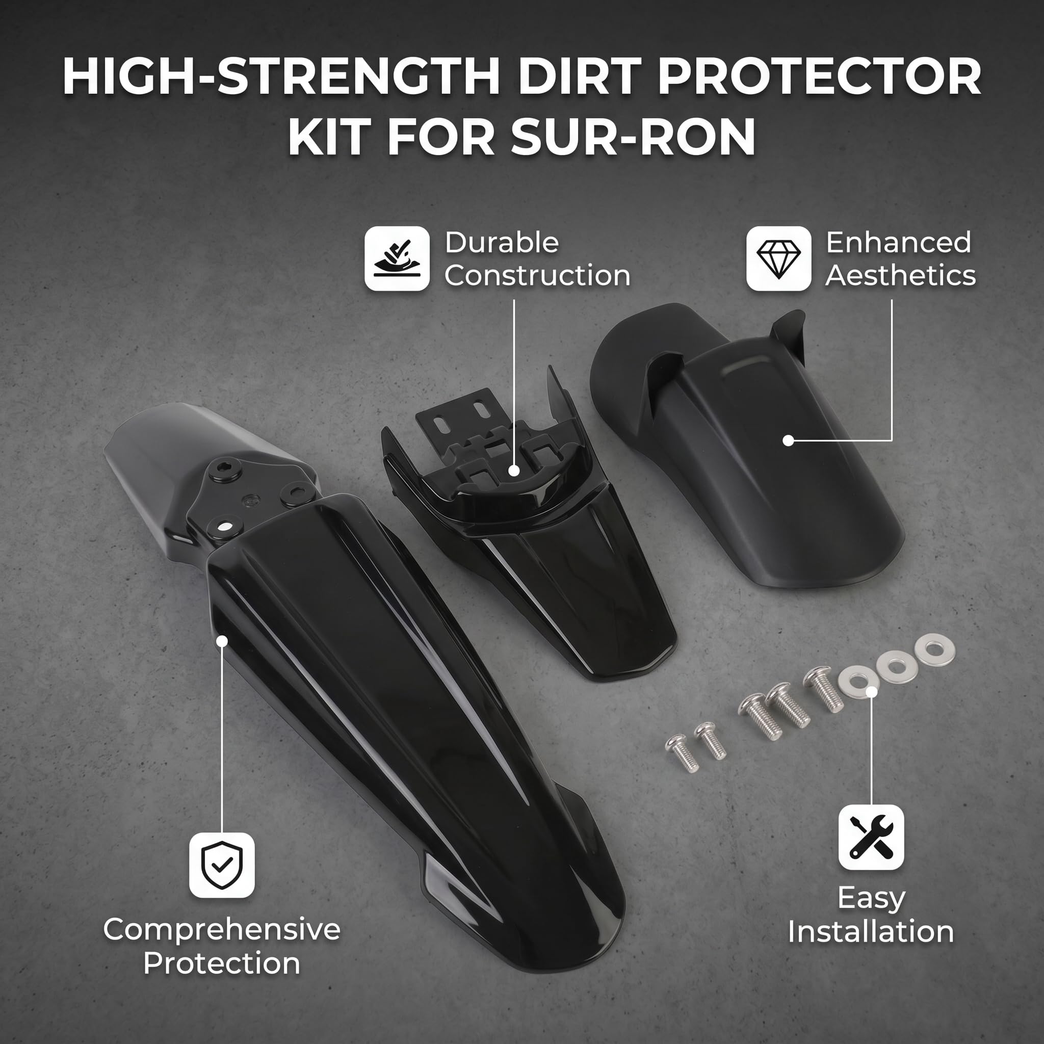 High Strength Black Front and Rear Mud Guard Shock Mudguard Cushion Flaps for SURRON Light Bee X S