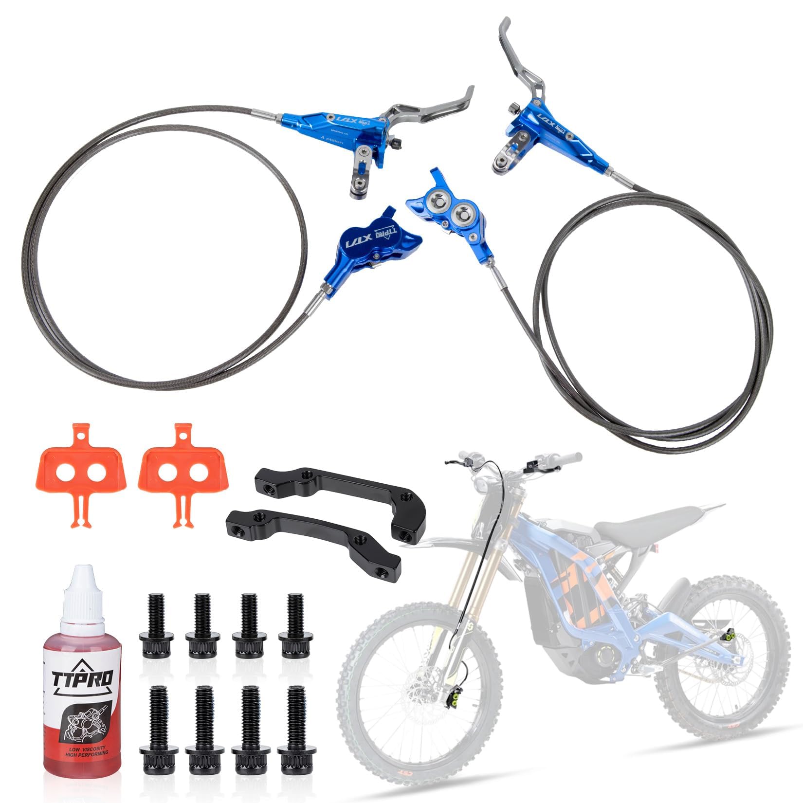 Front Rear Brake Kit for Sur-Ron, PSLER Upgraded Front Rear Brake Kit for Sur Ron Light Bee X Segway X160 X260 for Talaria XXX for Talaria Sting MX3 R MX4 for 79Bike Falcon M/E Ride Pro SS (Purple)