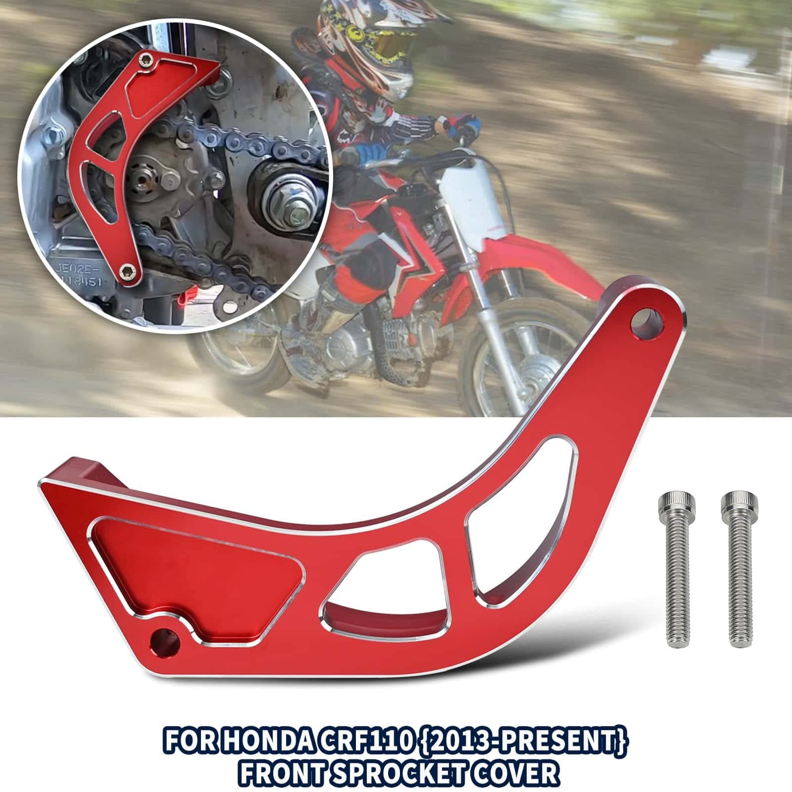 Canitu Red Front Sprocket Cover Guard,Motorcycle Aluminum Chain Guard Sprocket Engine Drive Cover Case Saver Protector Engine Case Protection for Honda CRF110 2013-2024