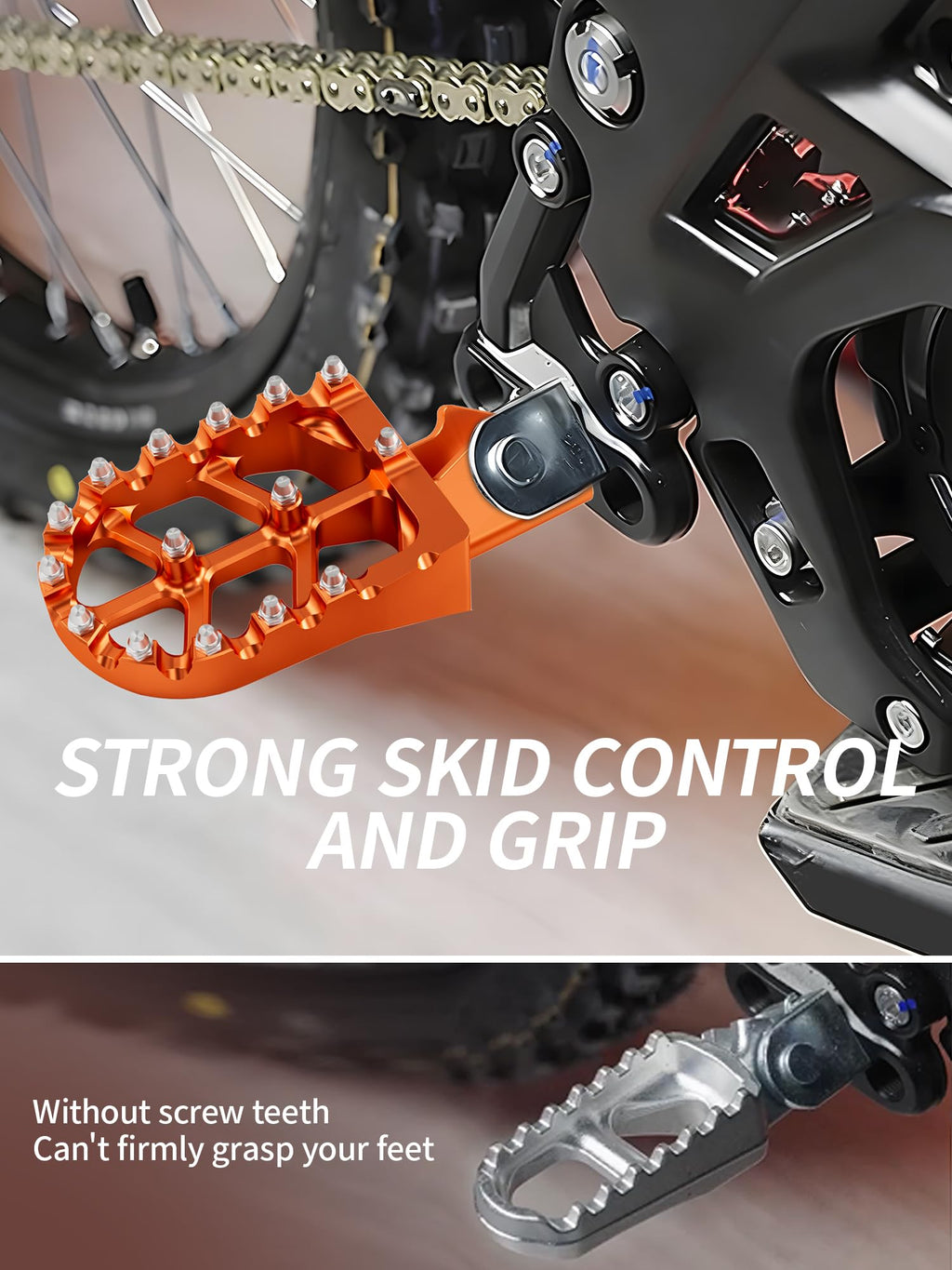 JFG RACING Dirt Bike Foot Pegs,7075 Aluminum CNC Pedals Rests for Surron Light Bee X and S/E Ride Pro SS/CRF150F CRF230F 03-19/CRF250F 19-24/XR150L 15-24/KDX200 83-94-Red
