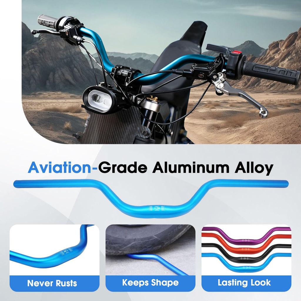 Motorcycle Heighten Handlebar 7/8" 22mm Handle Bar 4MM Thickness CNC for Surron Sur Ron LBX Talaria Sting MX3/R MX4 Talaria XXX E-Ride Pro SR S SS 2.0 3.0 Ventus One Rawrr Mantis Blue
