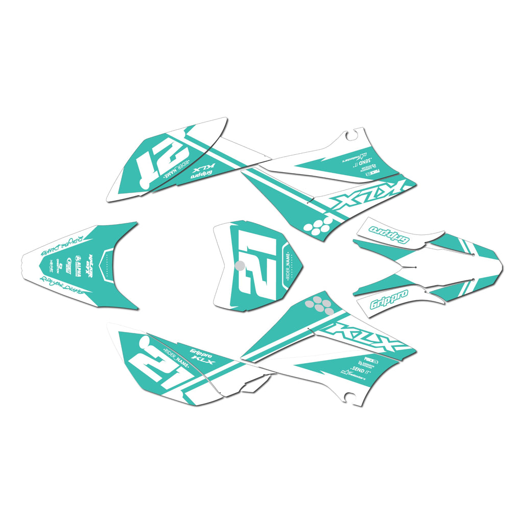Graphics Kit for Kawasaki KLX110, KLX110R/RL (2010-2024) Enigma Series Green Holographic 16 Mil - Dirt bike Custom Racing Graphics Decals Stickers Kit, no-plastics