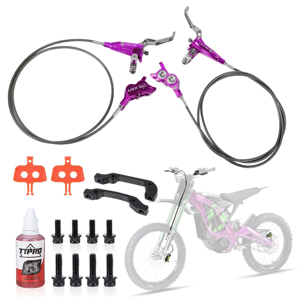 Front Rear Brake Kit for Sur-Ron, PSLER Upgraded Front Rear Brake Kit for Sur Ron Light Bee X Segway X160 X260 for Talaria XXX for Talaria Sting MX3 R MX4 for 79Bike Falcon M/E Ride Pro SS (Purple)