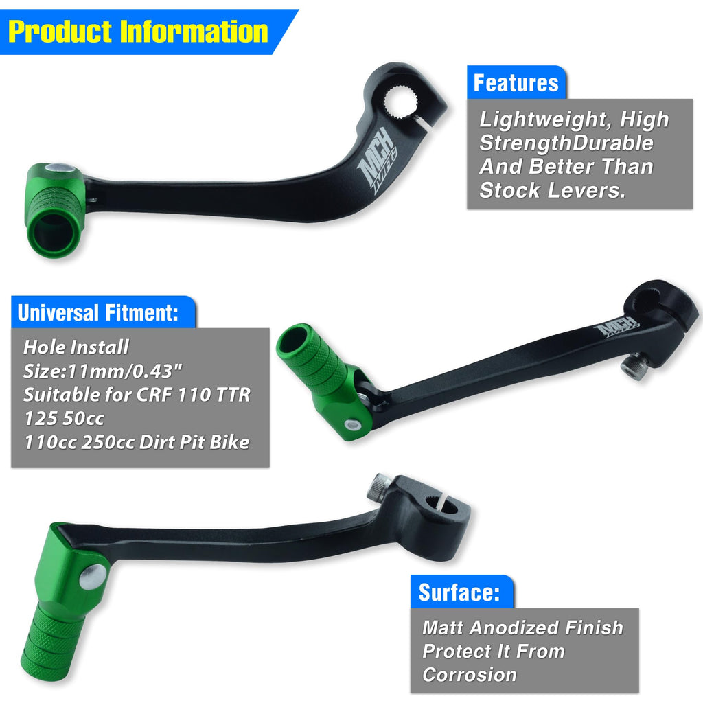 Folding Dirt Bike Shifter Lever - Alloy Aluminium Gear Lever Fit for CRF110 CRF110F 2013-2023 TTR110 08-09 TTR125 11-21 Black