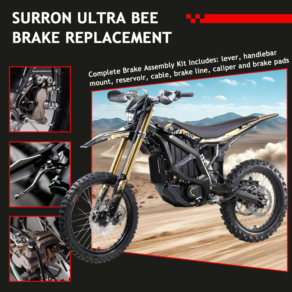 Front Brake Assembly for Surron Ultra Bee | Complete Front Brake Assembly Includes Lever, Handlebar Mount, Reservoir, Cable, Brake line, Caliper and Brake Pads