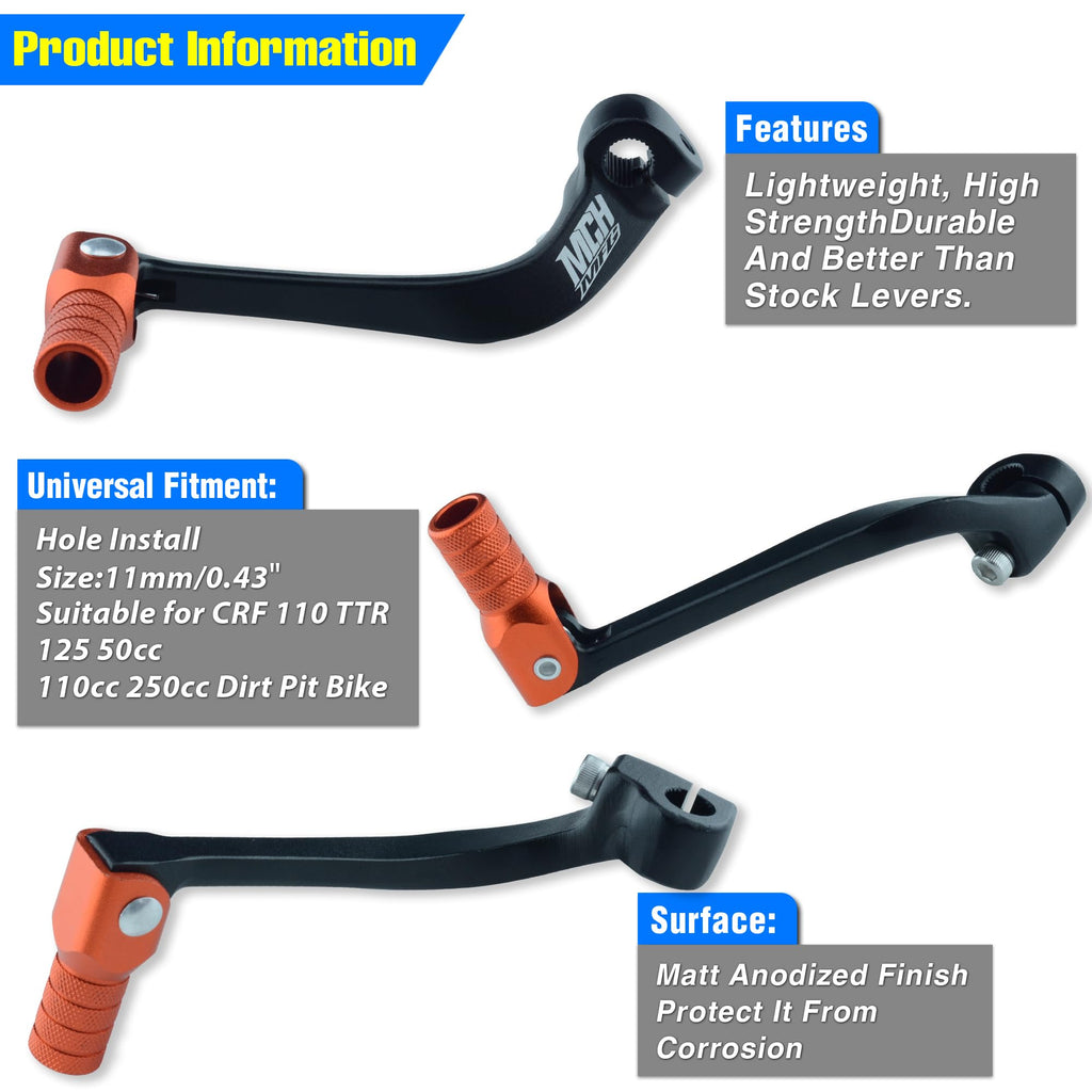 Folding Dirt Bike Shifter Lever - Alloy Aluminium Gear Lever Fit for CRF110 CRF110F 2013-2023 TTR110 08-09 TTR125 11-21 Black