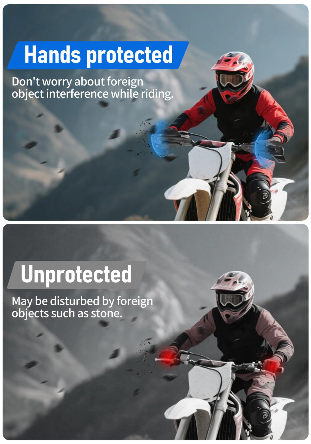 Universal 7/8" 22mm and 1 1/8" 28mm Handle Bar Hand Guards CNC Bracket for Dirt Bike Motocross ATV Scooter for CRF KLX KX LTR TRX SX SXF EXC XCW Grizzly Hawk 250 Bicycles-Red
