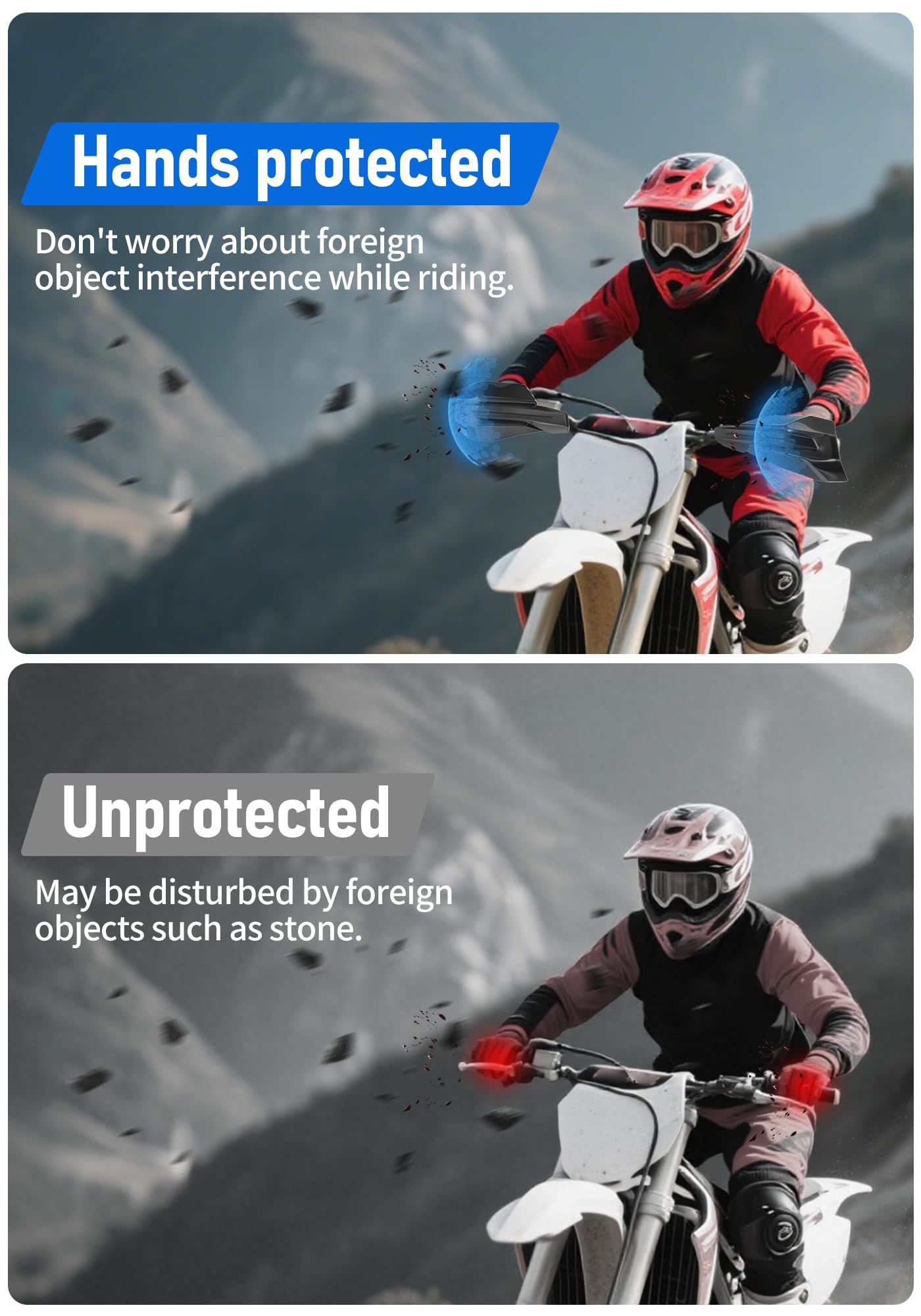 Universal 7/8" 22mm and 1 1/8" 28mm Handle Bar Hand Guards CNC Bracket for Dirt Bike Motocross ATV Scooter for CRF KLX KX LTR TRX SX SXF EXC XCW Grizzly Hawk 250 Bicycles-Red