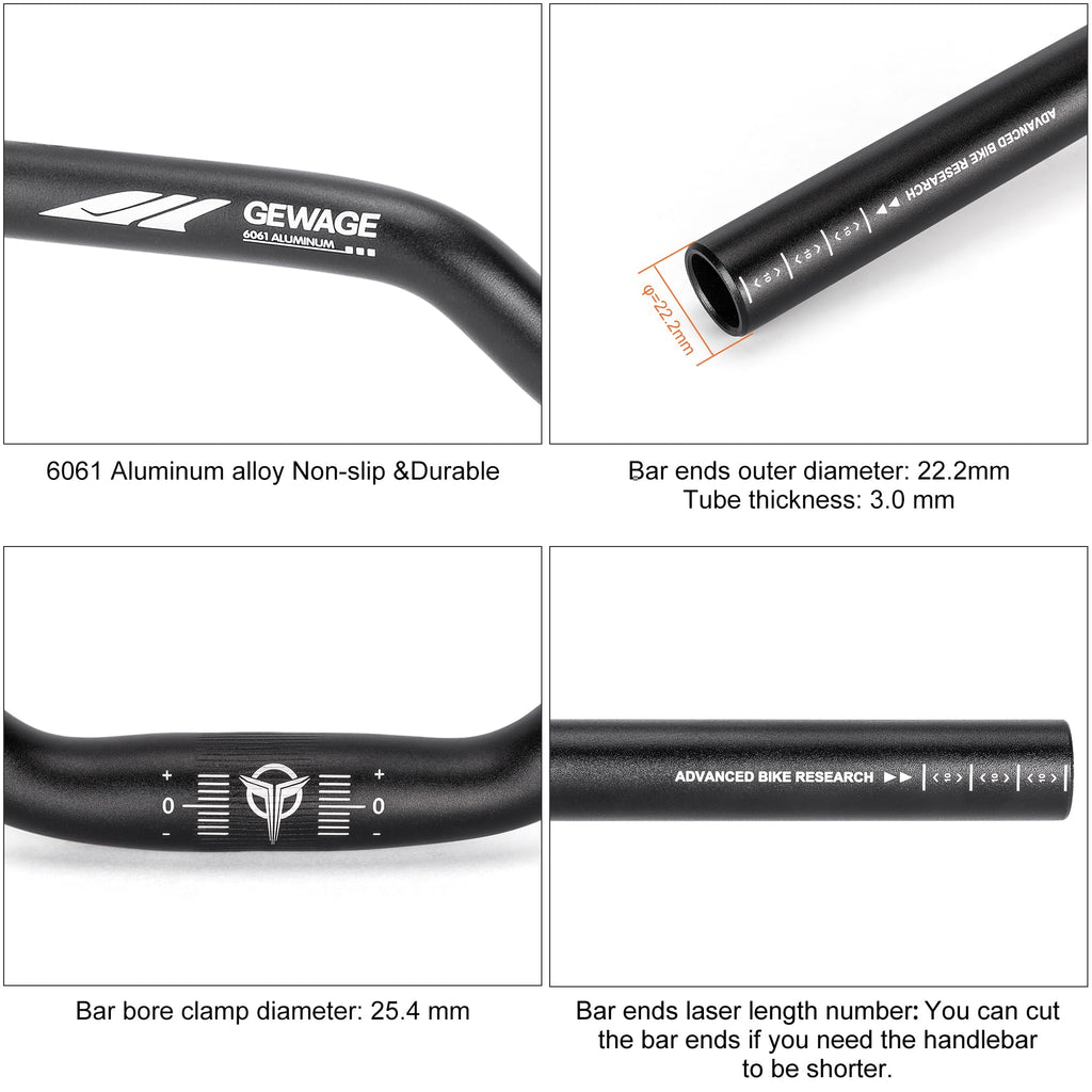 31.8 Bike Handlebar - 25mm, 55mm, 70mm, 90mm,120mm Riser Handlebar - 780mm Aluminium Alloy Mountain Bike Bicycle Handlebars (31.8-120mm Rise)
