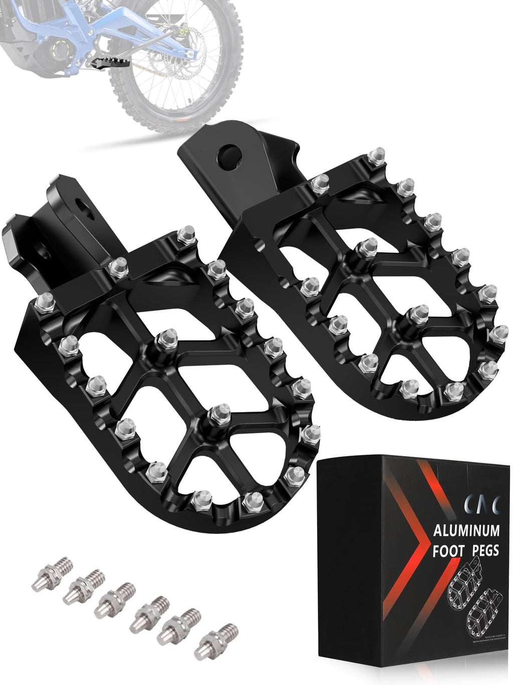 JFG RACING Dirt Bike Foot Pegs,7075 Aluminum CNC Pedals Rests for Surron Light Bee X and S/E Ride Pro SS/CRF150F CRF230F 03-19/CRF250F 19-24/XR150L 15-24/KDX200 83-94-Red