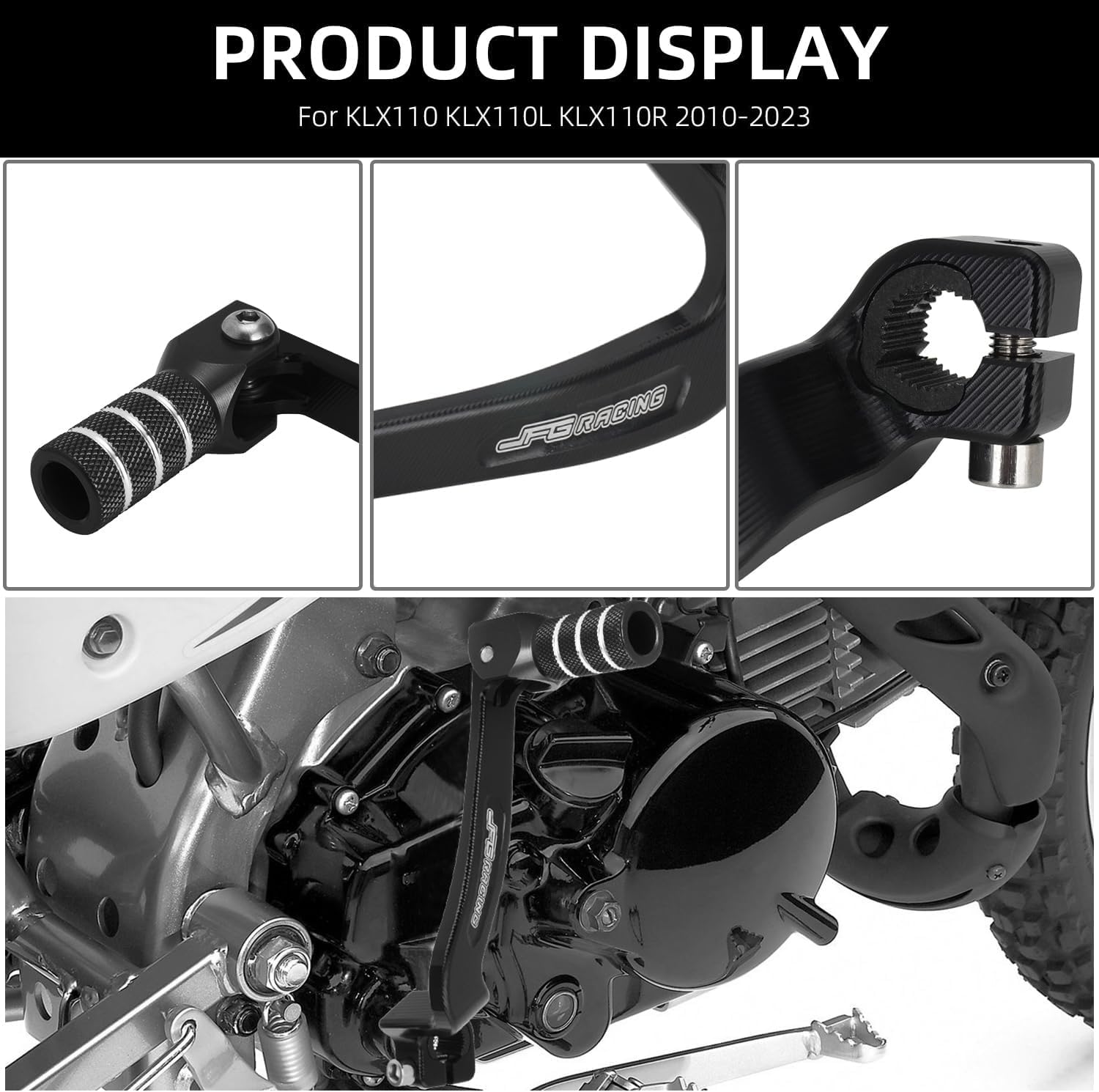 JFG RACING Motorcycle Gear Shifter Shift Lever Folding Tip CNC for CRF 110 CRF110F 2013-2023 TTR 110 08-09 11-21 Black