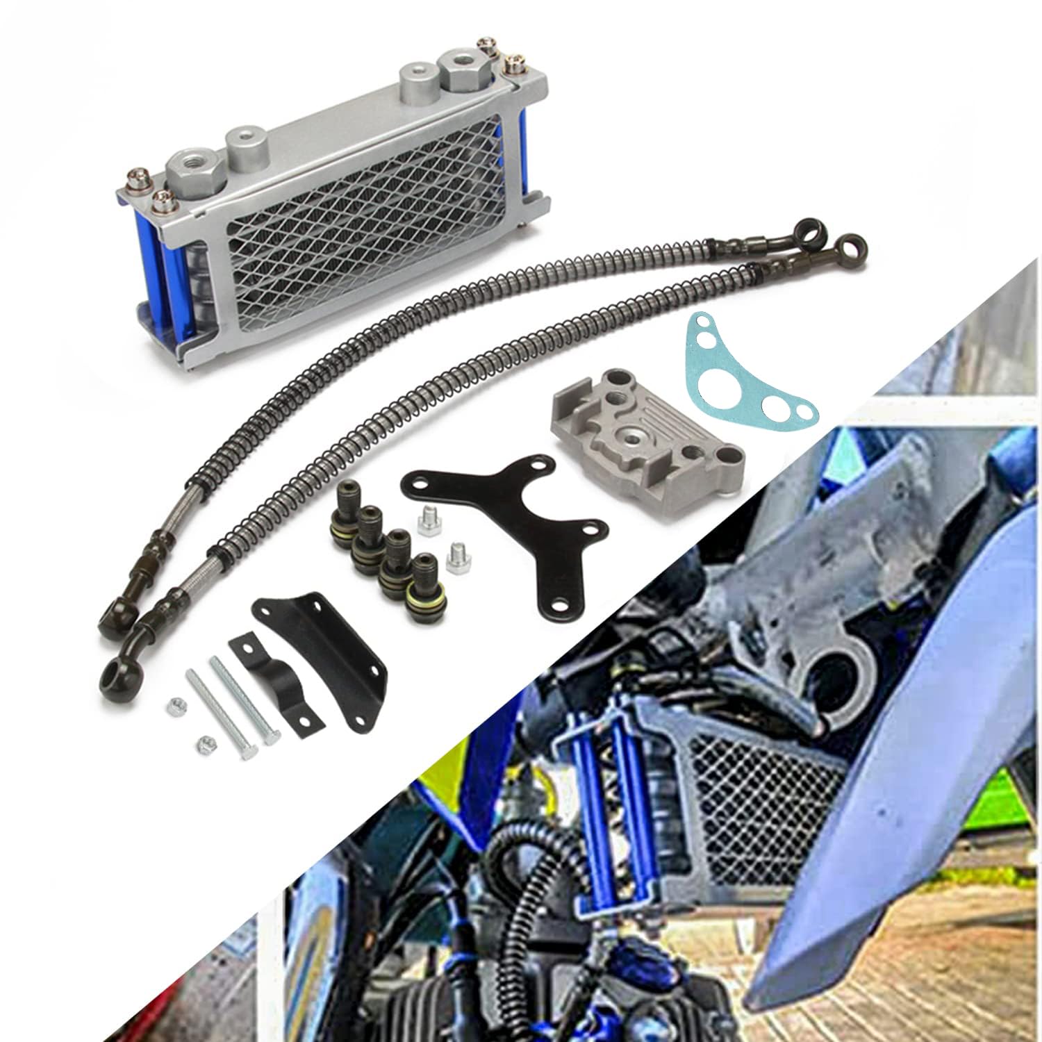 Motorcycle Oil Cooler Cooling Radiator Engine Kit Universal for CRF XR KLX 50 70 90 110 125 140cc SSR Taotao Coolster Kayo Apollo Dirt Pit Bike ATV Red