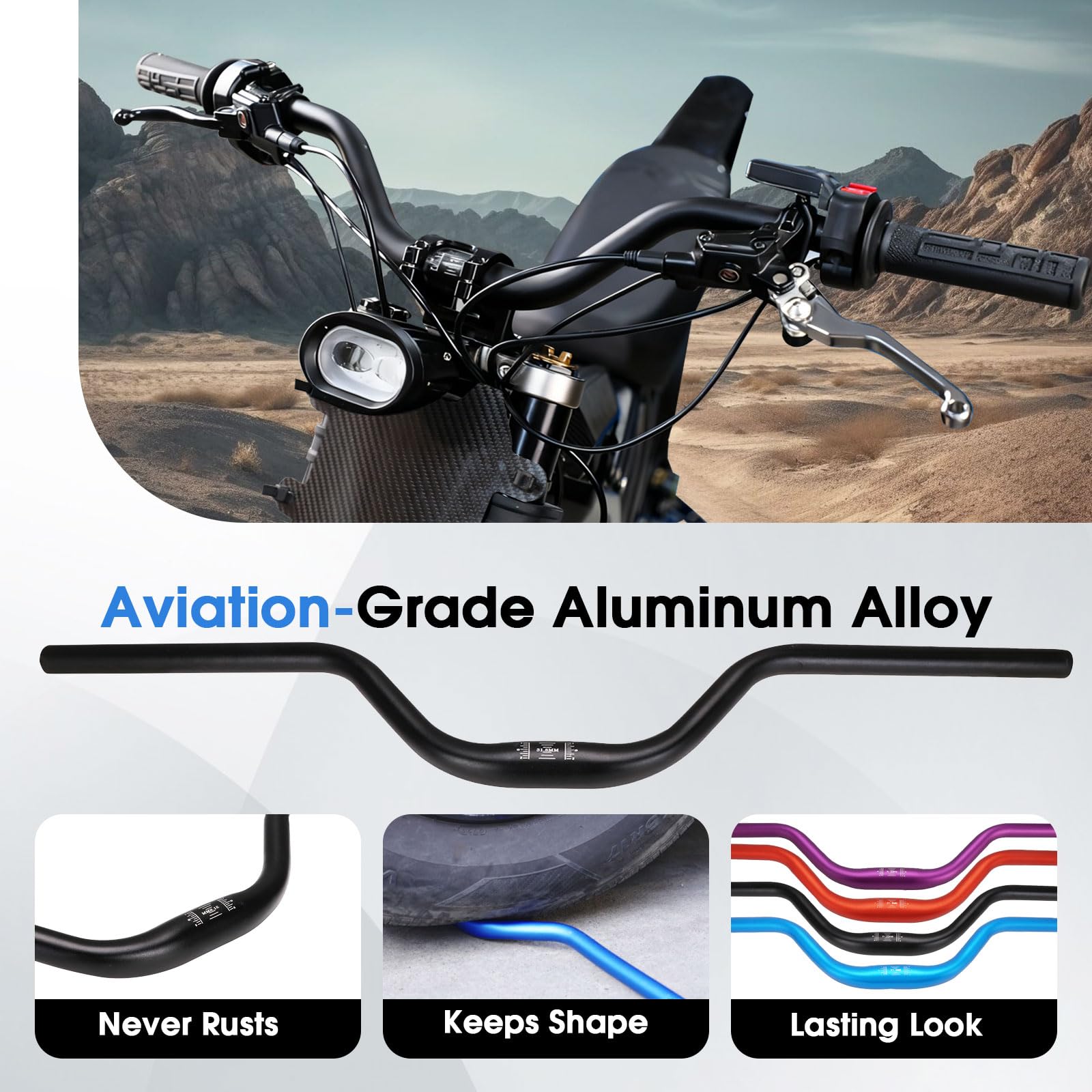 Motorcycle Heighten Handlebar 7/8" 22mm Handle Bar 4MM Thickness CNC for Surron Sur Ron LBX Talaria Sting MX3/R MX4 Talaria XXX E-Ride Pro SR S SS 2.0 3.0 Ventus One Rawrr Mantis Blue
