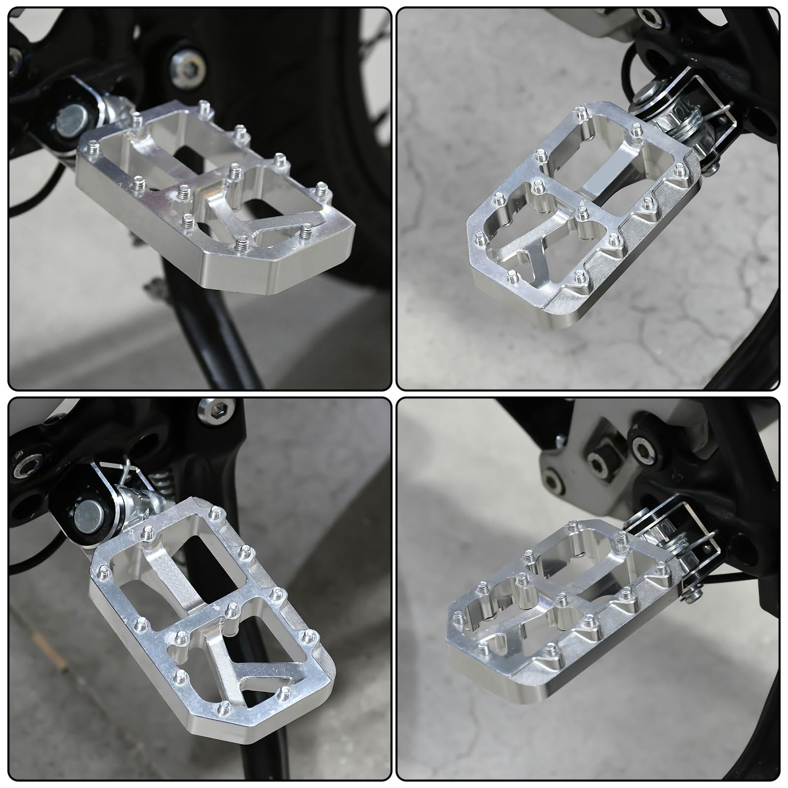 Dirt Bike Foot Pegs for Ebike Surron Light Bee X S, Color Prickly Peg,Motorcycle Aluminum Alloy Pedal for Segway X160 X260/Talaria X3 X4/E Ride PRO SS,Black Body with Dazzling Spikes