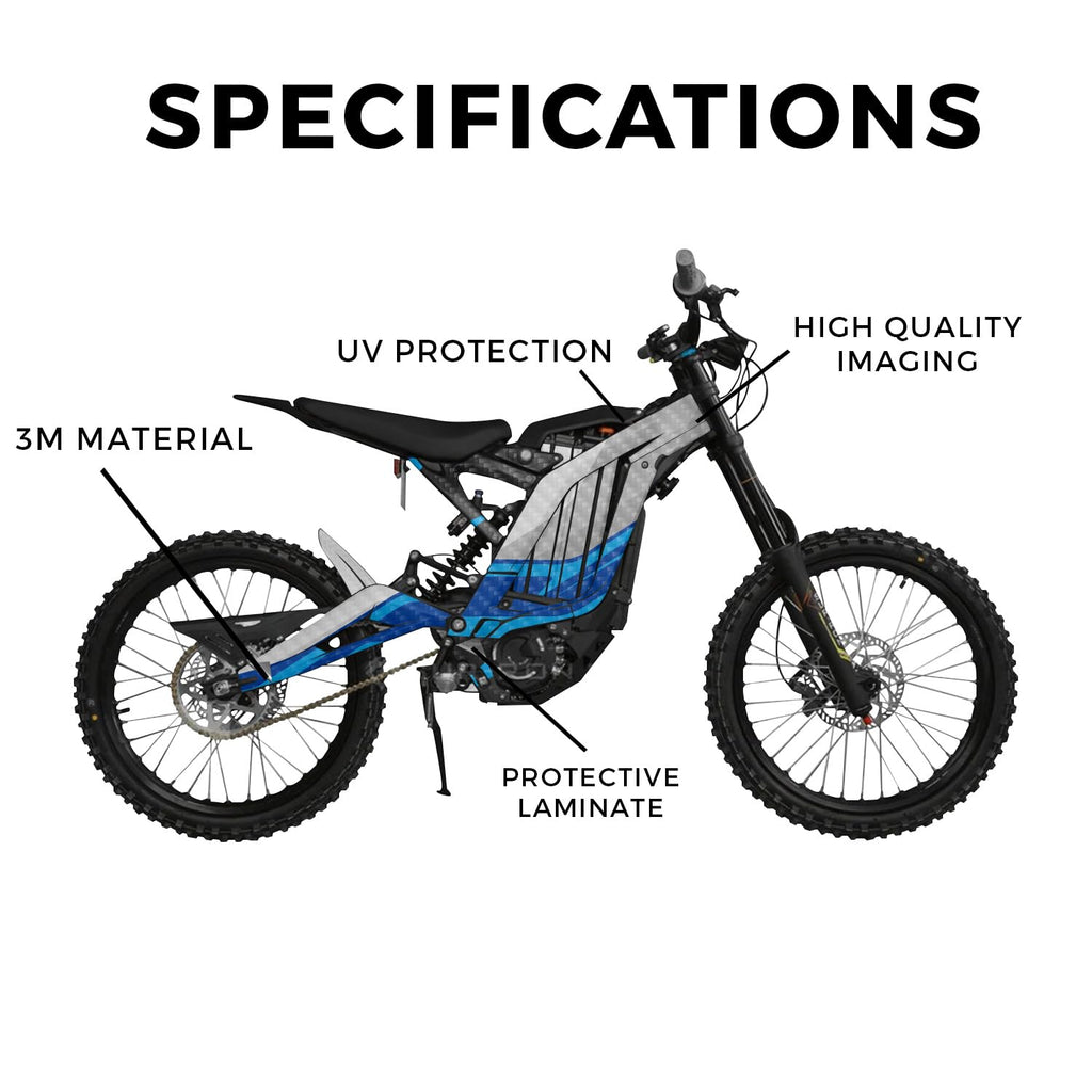 Glossy Glitter Surron Ultra Bee Graphics Kit Wrap - Blue Hex Parts - Sur-Ron Skin - Premium 3M Vinyl Protective Wrap Decal Cover - Easy to Apply | Crafted in The USA by MightySkins