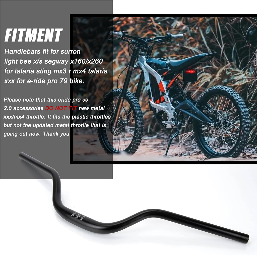 Motorcycle Handle Bars, PSLER Heighten Handlebars 7/8 22mm Handlebars 31.8mm Riser Handlebar for Sur Ron Light Bee X/S Segway X160/X260 Talaria Sting MX3 R MX4 Talaria XXX E-Ride Pro 79Bike (Black)