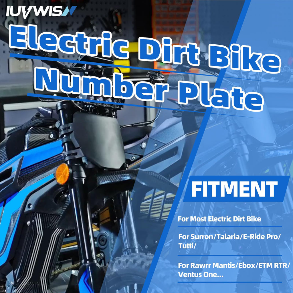 Electric Dirt Bike Number Plate for Surron Tutti Soleil 01 Yozma IN10 TST R002 R002S MX650 Talaria MX3/R MX4 MX5 XXX eRide Pro SR S SS 2.0 3.0 Rawrr Mantis Ebox ETM RTR Front License Black