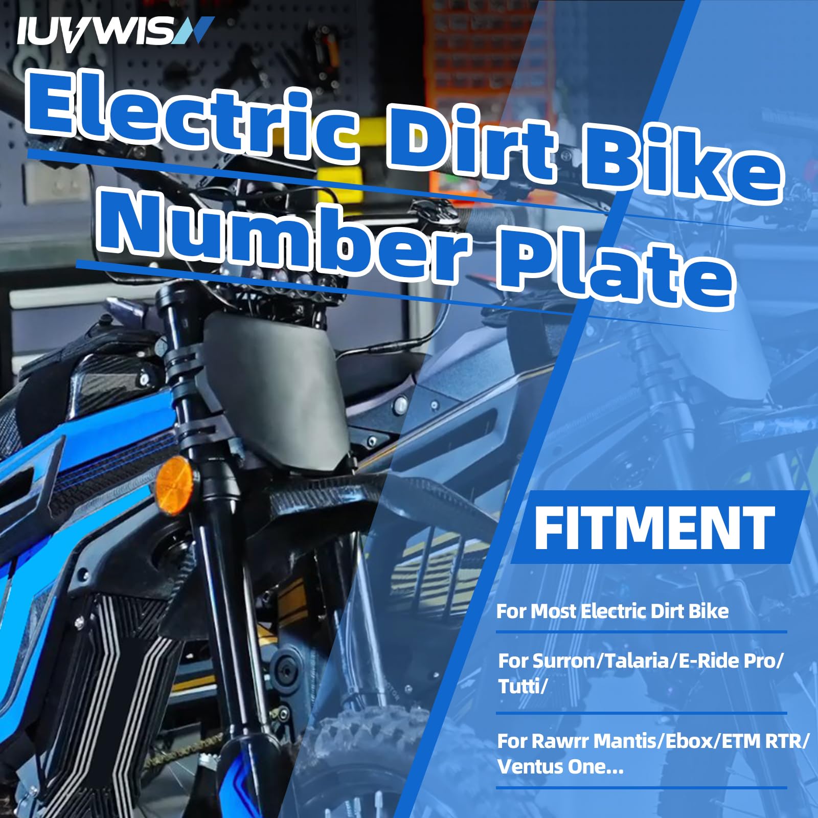 Electric Dirt Bike Number Plate for Surron Tutti Soleil 01 Yozma IN10 TST R002 R002S MX650 Talaria MX3/R MX4 MX5 XXX eRide Pro SR S SS 2.0 3.0 Rawrr Mantis Ebox ETM RTR Front License Black
