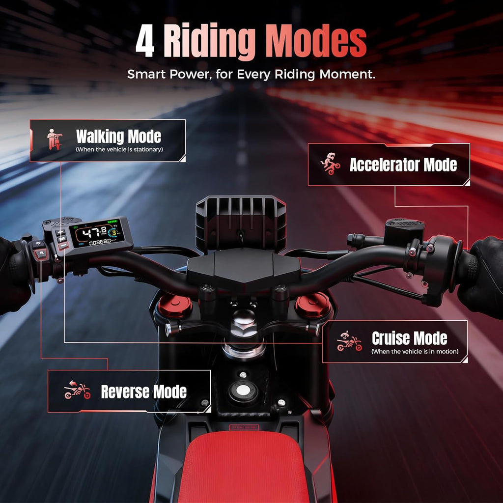 IN10 Pro Electric Dirt Bike, 5500 Peak Mid- Drive Motor, 80KMH Max Speed Ebike, 60V 27AH Bttery with 60 Miles Max Range, 17''/14'' Off-Road Tires, Hydraulic Brakes & Dual Shock Absorption
