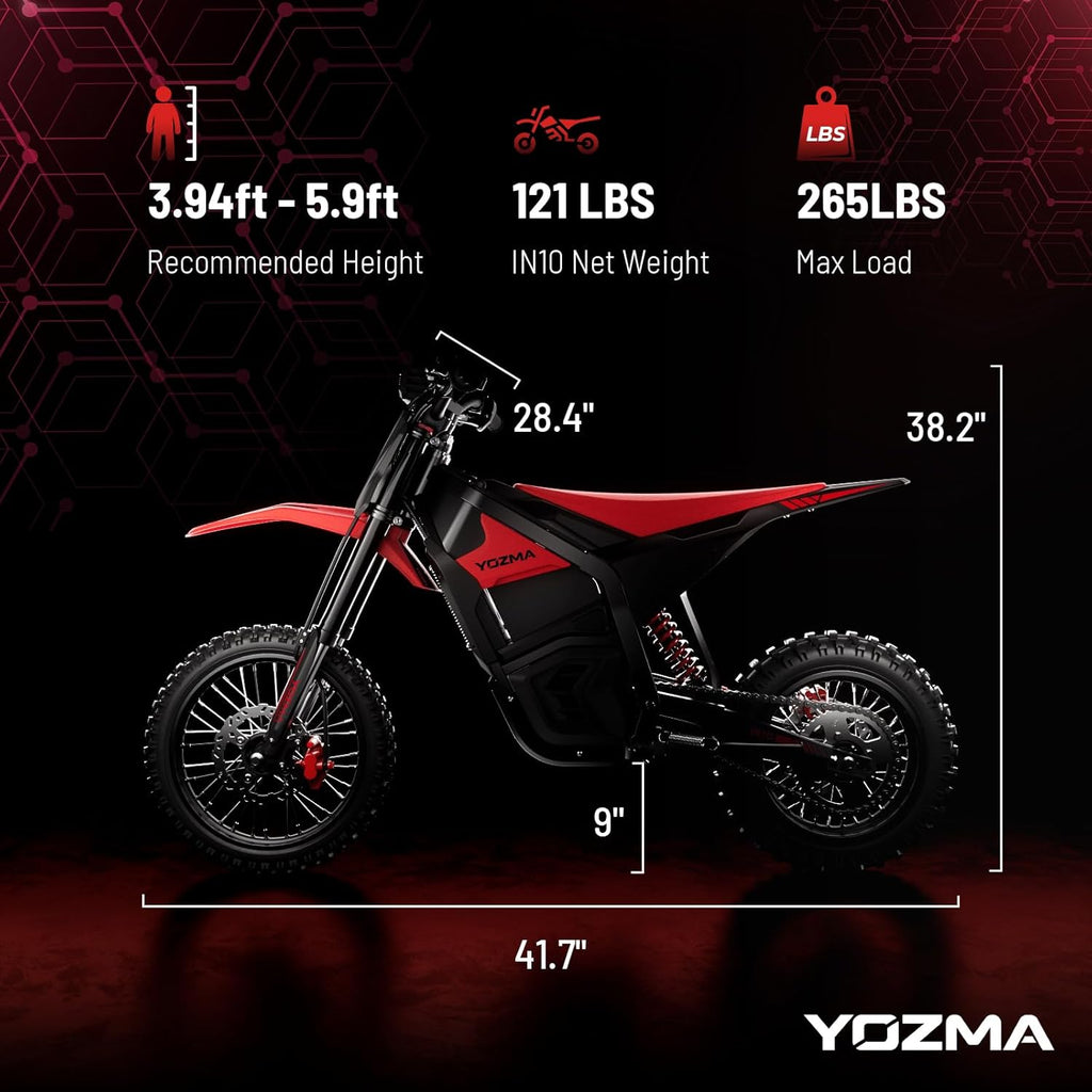Yozma IN10 Electric Dirt Bike, 2600W 64.4km/h Electric Motorcycle with 48V/23AH Battery Ebike, Full Hydraulic Brakes and Suspensions Mountain Off-Road E Dirt Bike