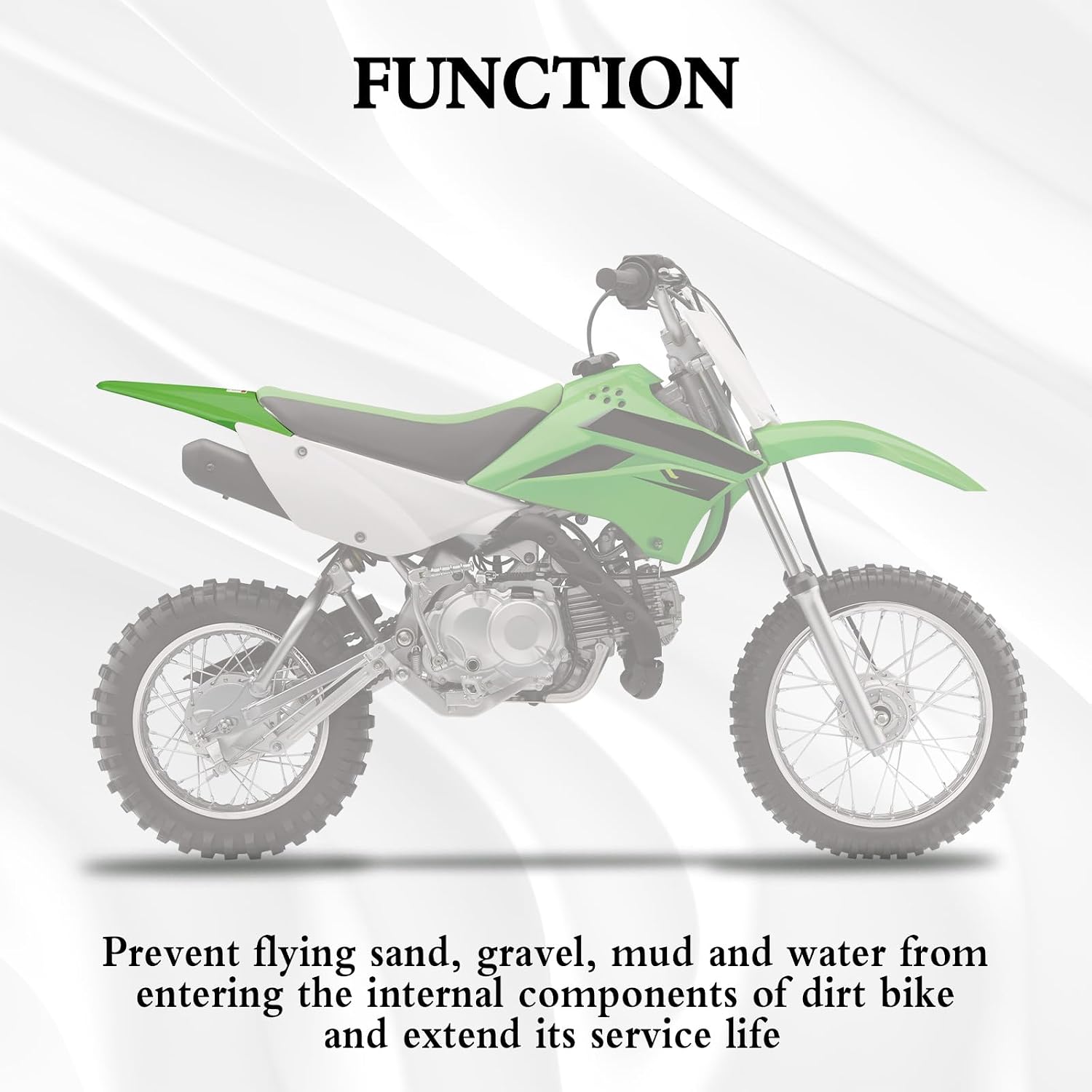 CHANCGHENG Dirt Bike Rear Fender for KLX110 Rear Mudguard Protector Plastic for KLX 110/KLX 110L 2010-2024 Green