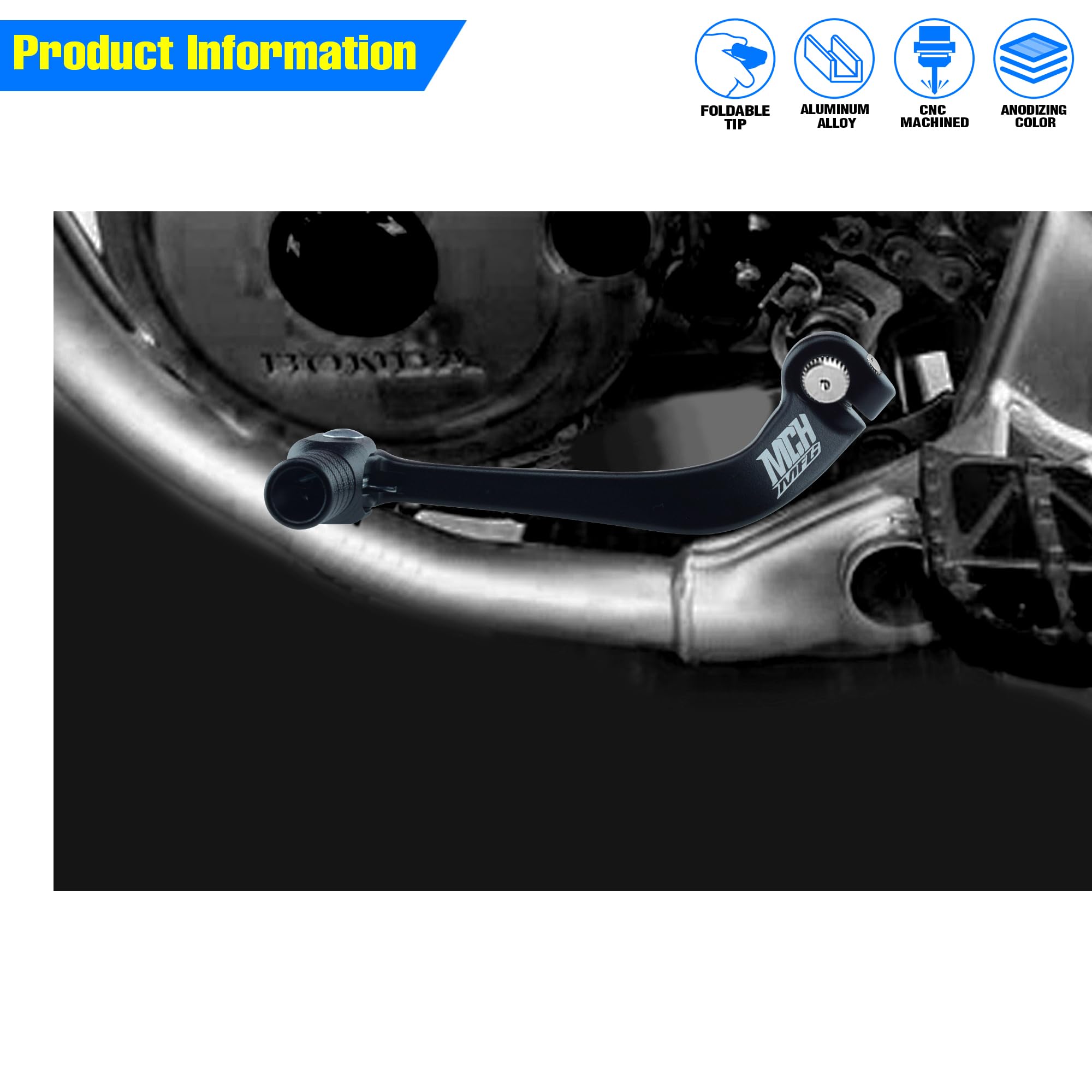 Folding Dirt Bike Shifter Lever - Alloy Aluminium Gear Lever Fit for CRF110 CRF110F 2013-2023 TTR110 08-09 TTR125 11-21 Black