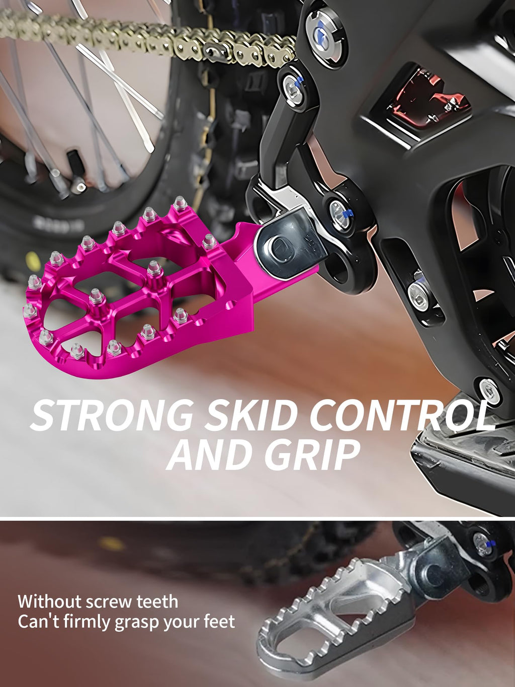 JFG RACING Dirt Bike Foot Pegs,7075 Aluminum CNC Pedals Rests for Surron Light Bee X and S/E Ride Pro SS/CRF150F CRF230F 03-19/CRF250F 19-24/XR150L 15-24/KDX200 83-94-Red