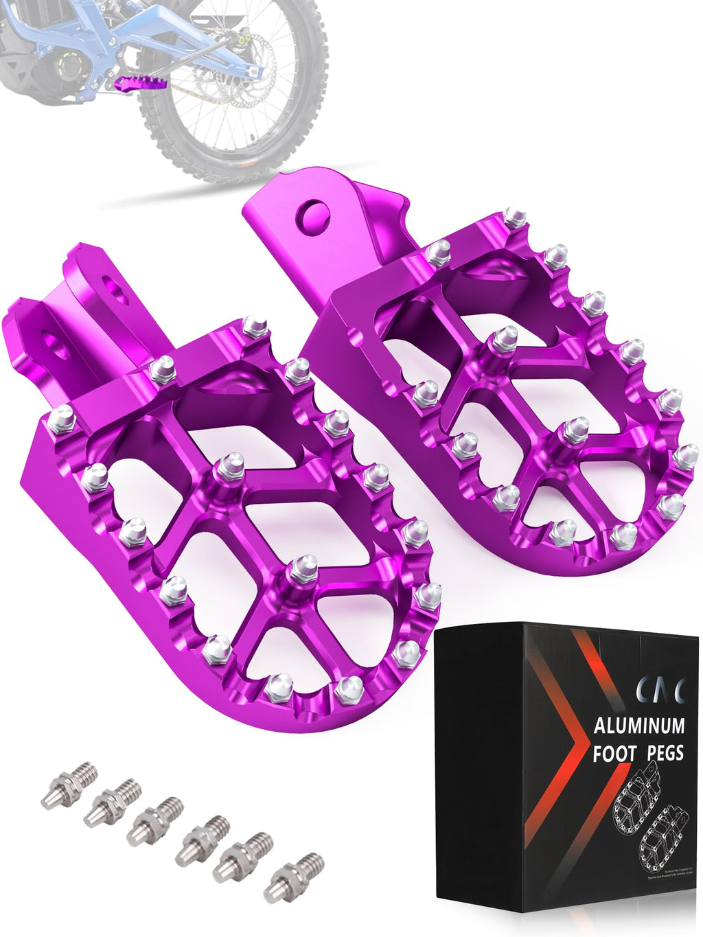 JFG RACING Dirt Bike Foot Pegs,7075 Aluminum CNC Pedals Rests for Surron Light Bee X and S/E Ride Pro SS/CRF150F CRF230F 03-19/CRF250F 19-24/XR150L 15-24/KDX200 83-94-Red