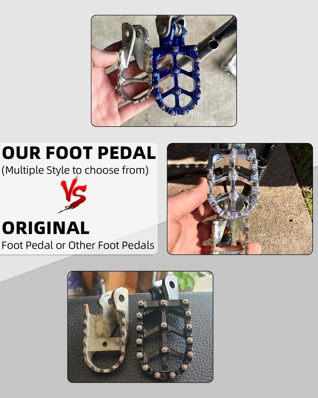 JFG RACING Dirt Bike Foot Pegs,7075 Aluminum CNC Pedals Rests for Surron Light Bee X and S/E Ride Pro SS/CRF150F CRF230F 03-19/CRF250F 19-24/XR150L 15-24/KDX200 83-94-Red