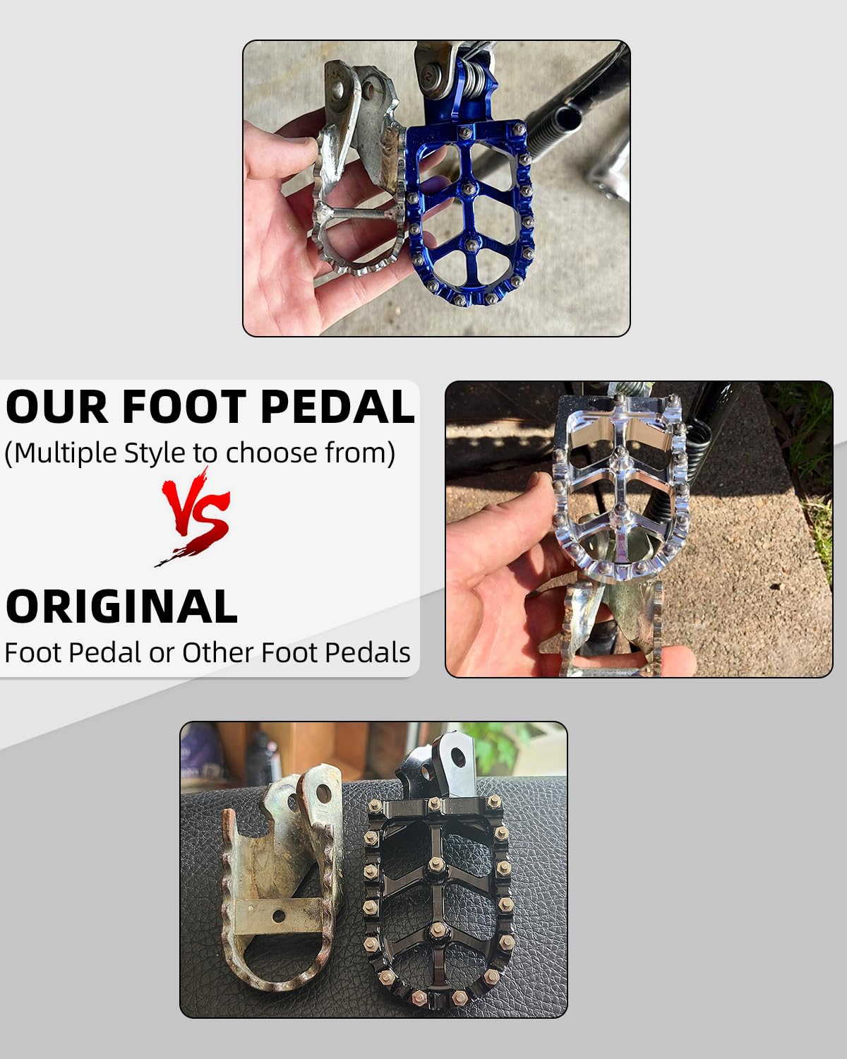 JFG RACING Dirt Bike Foot Pegs,7075 Aluminum CNC Pedals Rests for Surron Light Bee X and S/E Ride Pro SS/CRF150F CRF230F 03-19/CRF250F 19-24/XR150L 15-24/KDX200 83-94-Red