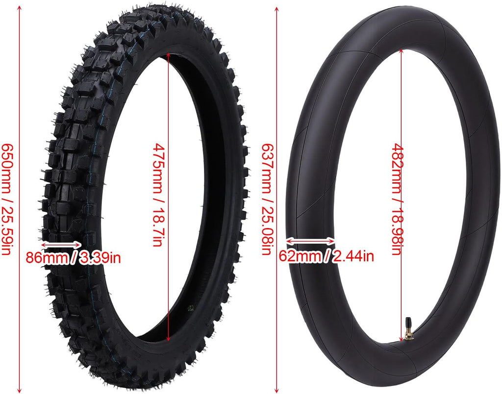 Tbest 80/100-19 Dirt Bike Tire with 3.00-19 Inner Tube, Off Road Motorcycle Tire, Enhanced Traction and Grip, Improved Riding Comfort, Snow, Mud, Sand, Compatible with Surron,