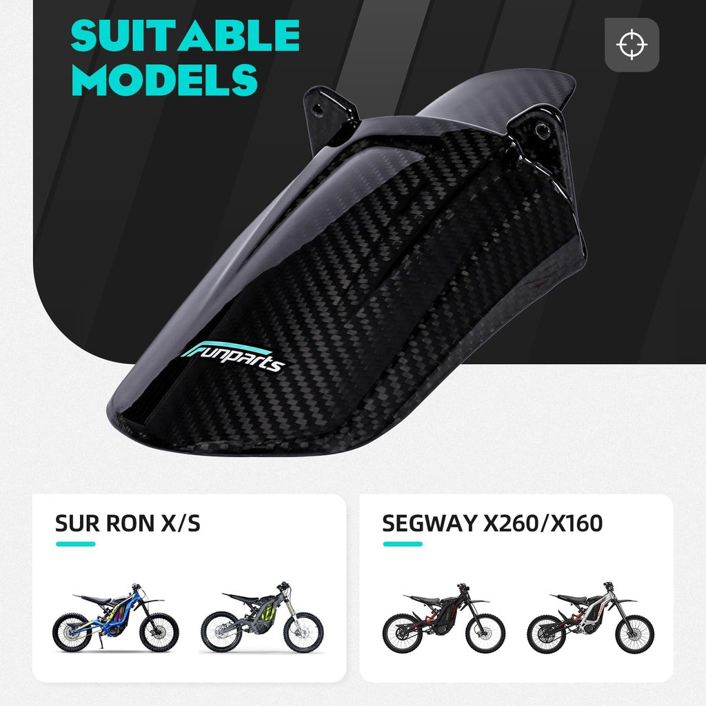 Funparts Sur Ron Rear Cushion Fender,Carbon Fiber Motorcycle Fender Mud Guard for Surron Sur Ron Light Bee X/S Segway X260 X160 Electric Dirt Bike