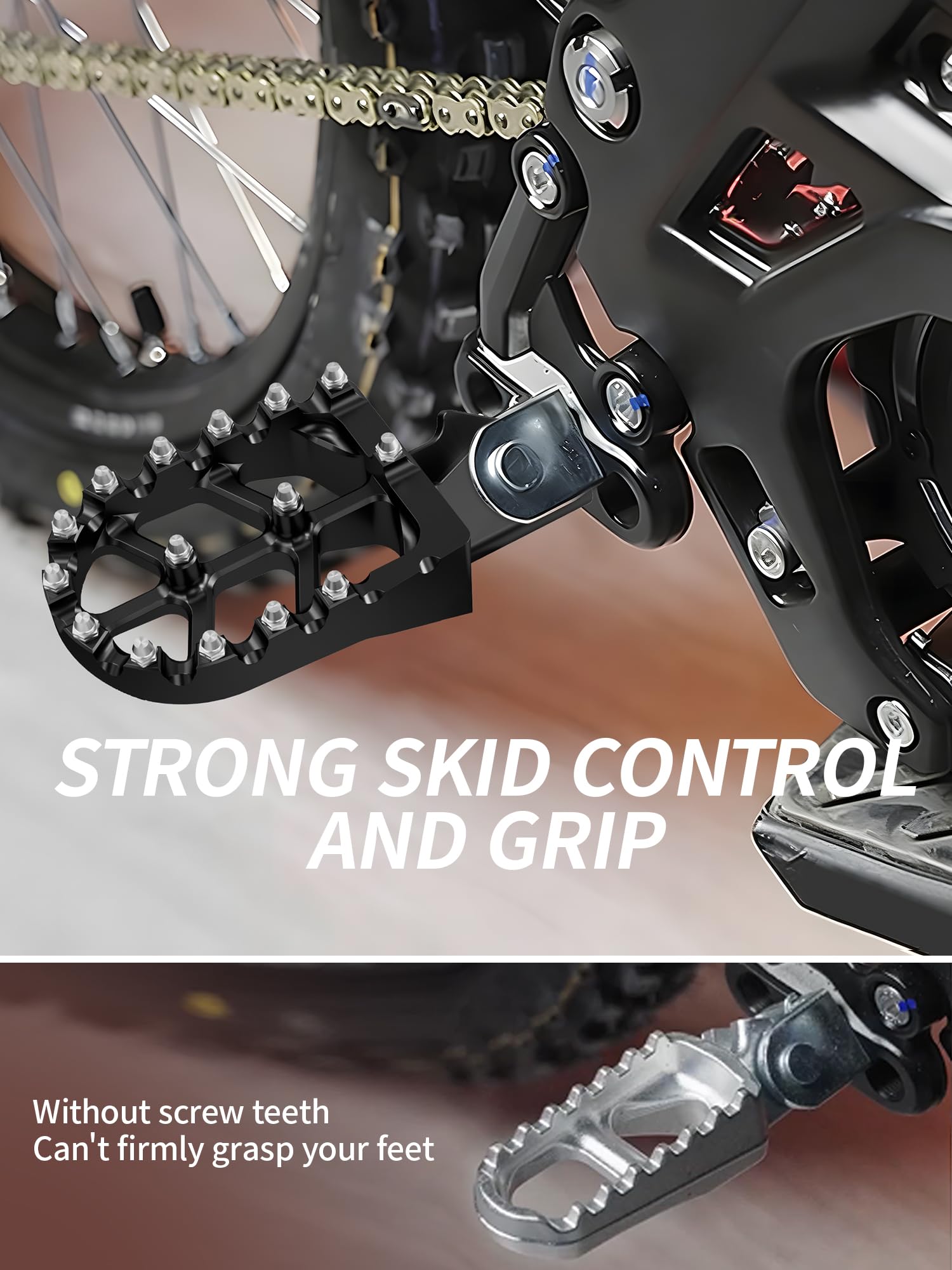 JFG RACING Dirt Bike Foot Pegs,7075 Aluminum CNC Pedals Rests for Surron Light Bee X and S/E Ride Pro SS/CRF150F CRF230F 03-19/CRF250F 19-24/XR150L 15-24/KDX200 83-94-Red