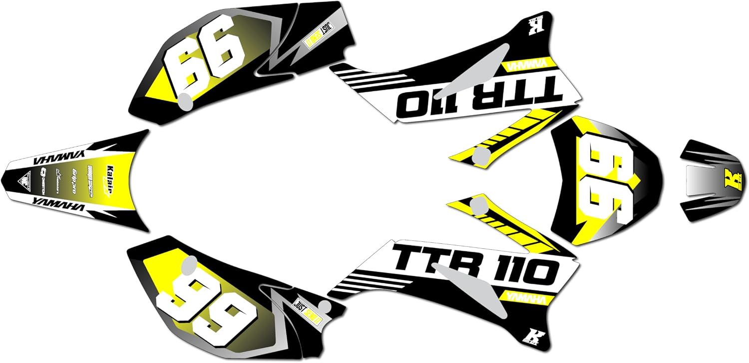 Graphics Kit for Yamaha TTR110 (2008-2023) Turbo Series Blue Yellow Holographic 16 Mil-Dirt Pit Bike Motorcycle Stickers,Dirtbike Racing Decal no Plastics