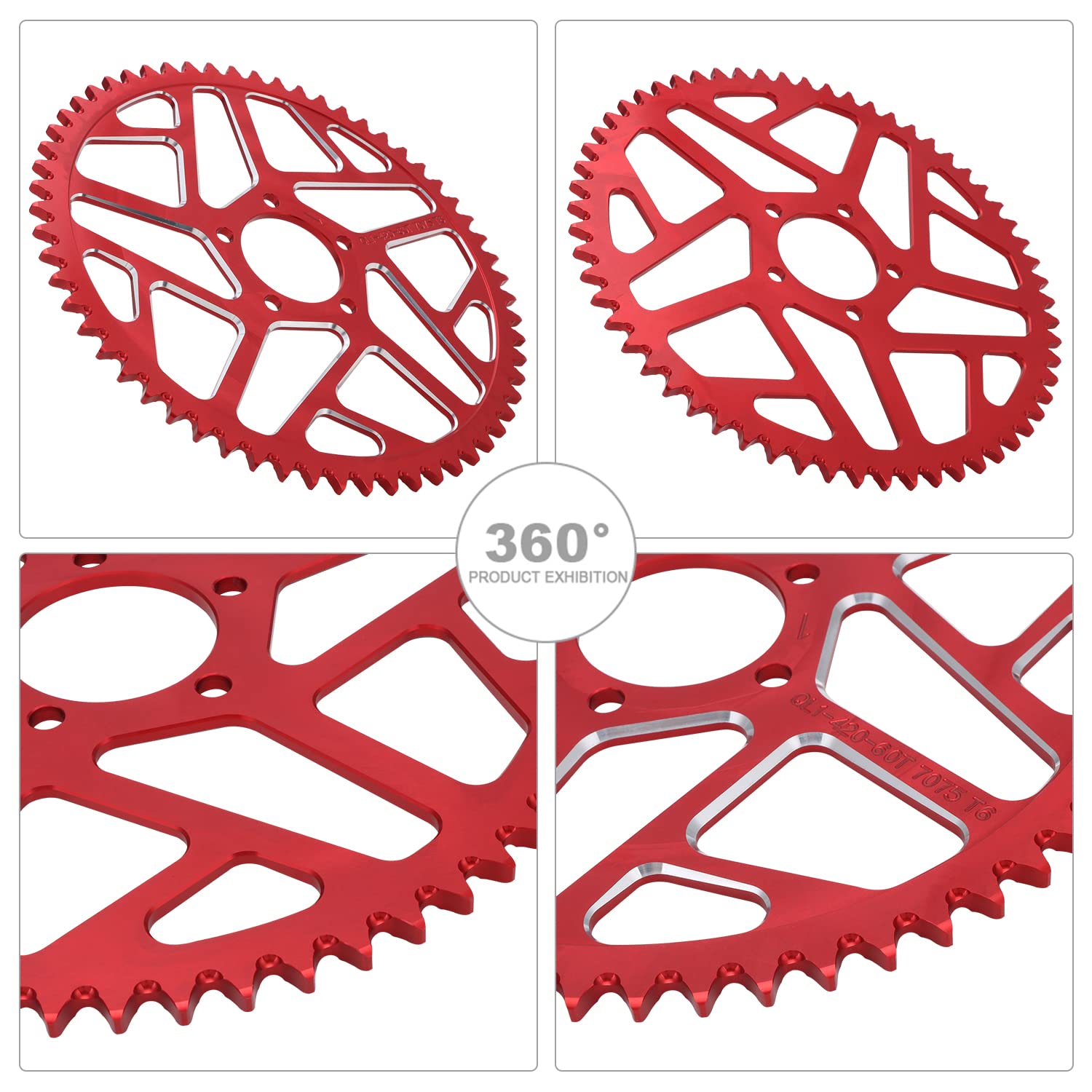 Sprocket for Surron,60T Chain Sprocket for Dirt Bike Sur Ron Light Bee S/Light Bee X/X160/X260/Talaria Sting MX3/Talaria Sting R MX4 - Red