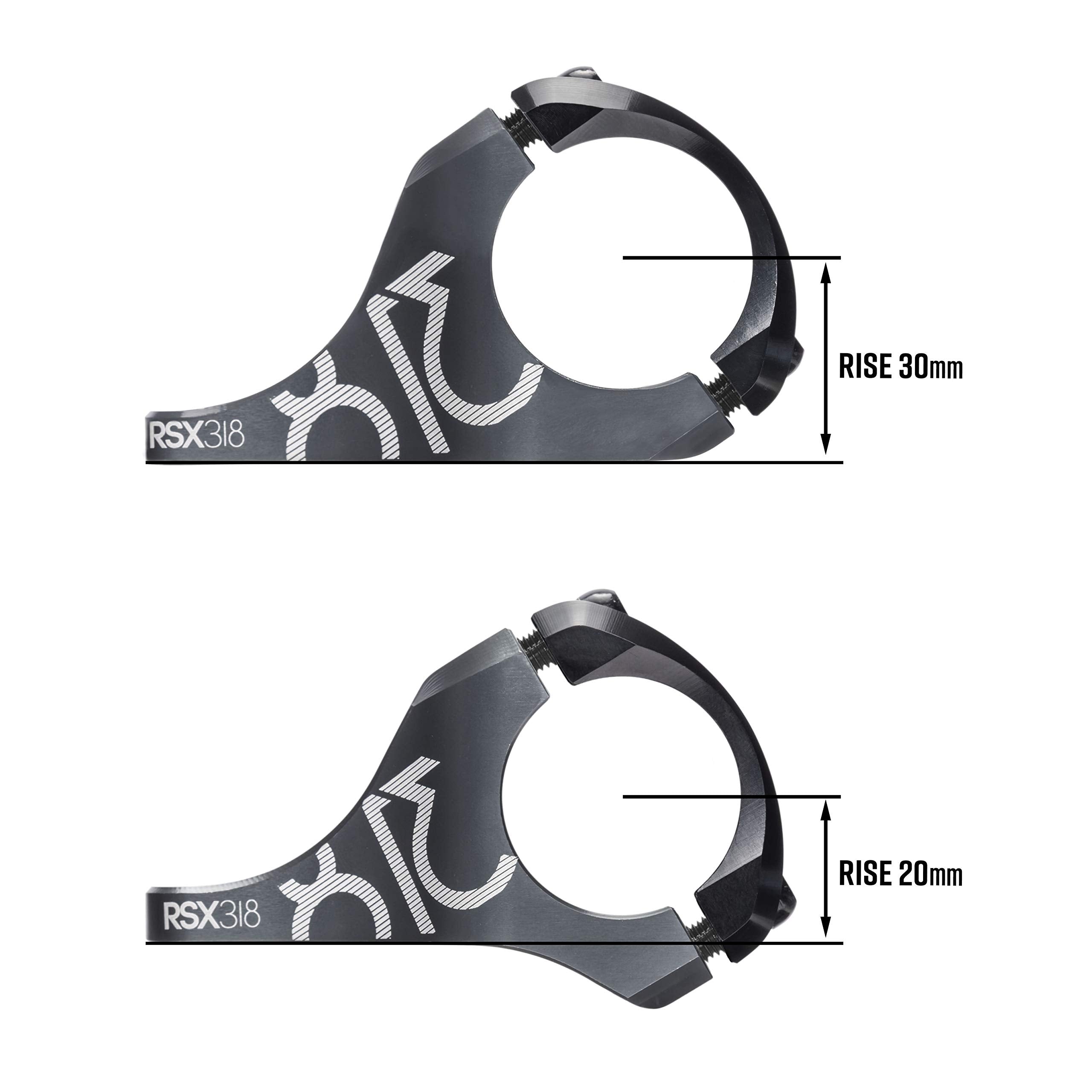 Funn RSX Mountain Bike Direct Mount Bike Stem with 31.8mm Bar Clamp, 2 Pieces Lightweight Split Design for Dual Crown Forks, Adjustable Extension 45-50mm