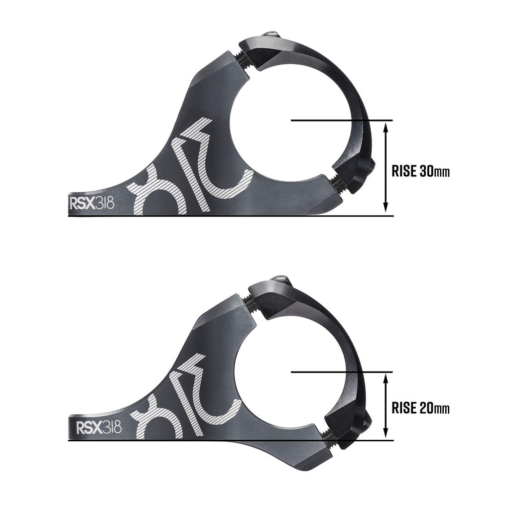 Funn RSX Mountain Bike Direct Mount Bike Stem with 31.8mm Bar Clamp, 2 Pieces Lightweight Split Design for Dual Crown Forks, Adjustable Extension 45-50mm