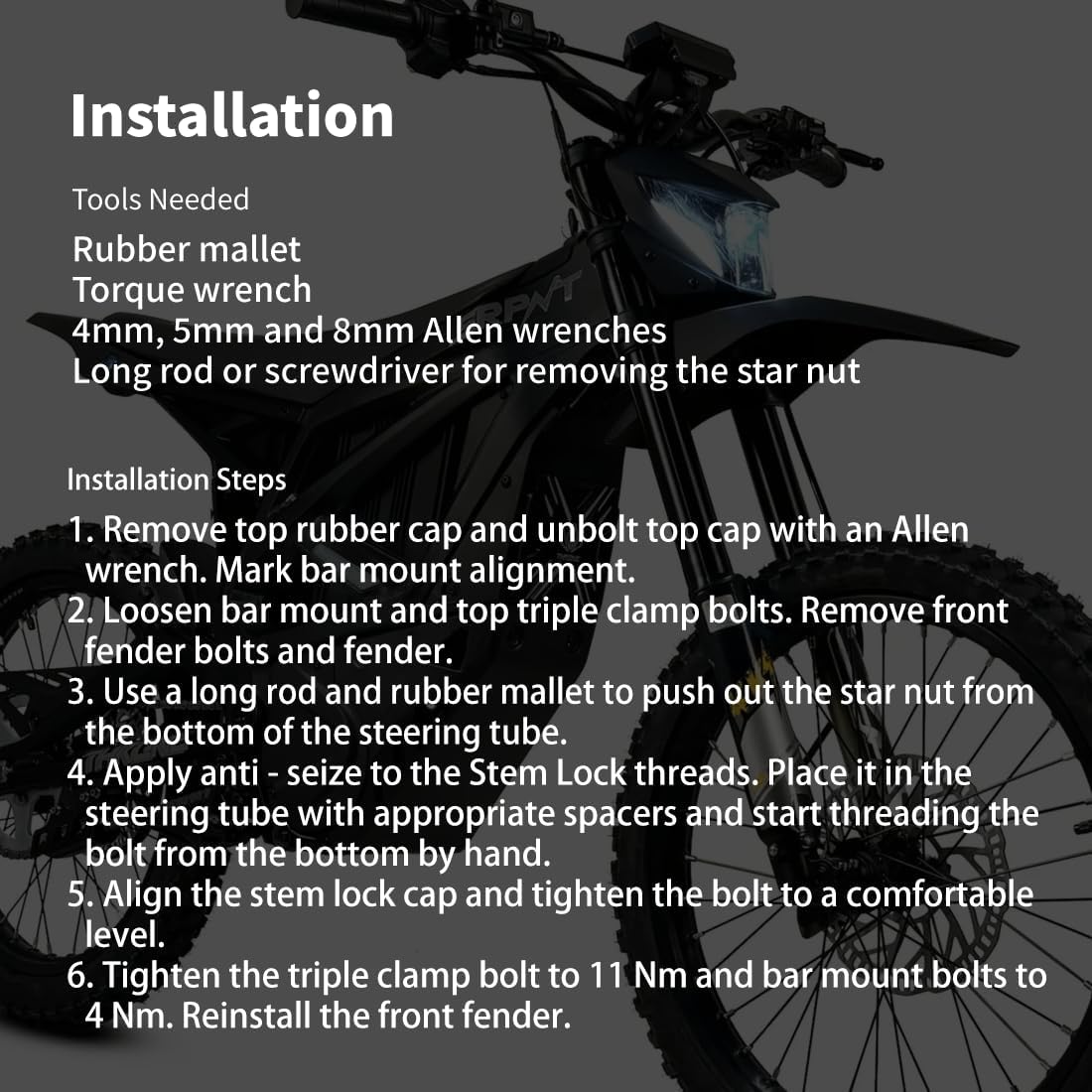 Stem Lock for Surron, Talaria, E-Ride Pro, 79Bike – Handlebar Stem Lock Kit with Top Cap, Headset Spacer, Extended Nut – Compatible with Light Bee, Sting, XXX, X260 – Includes Black, red, Purple