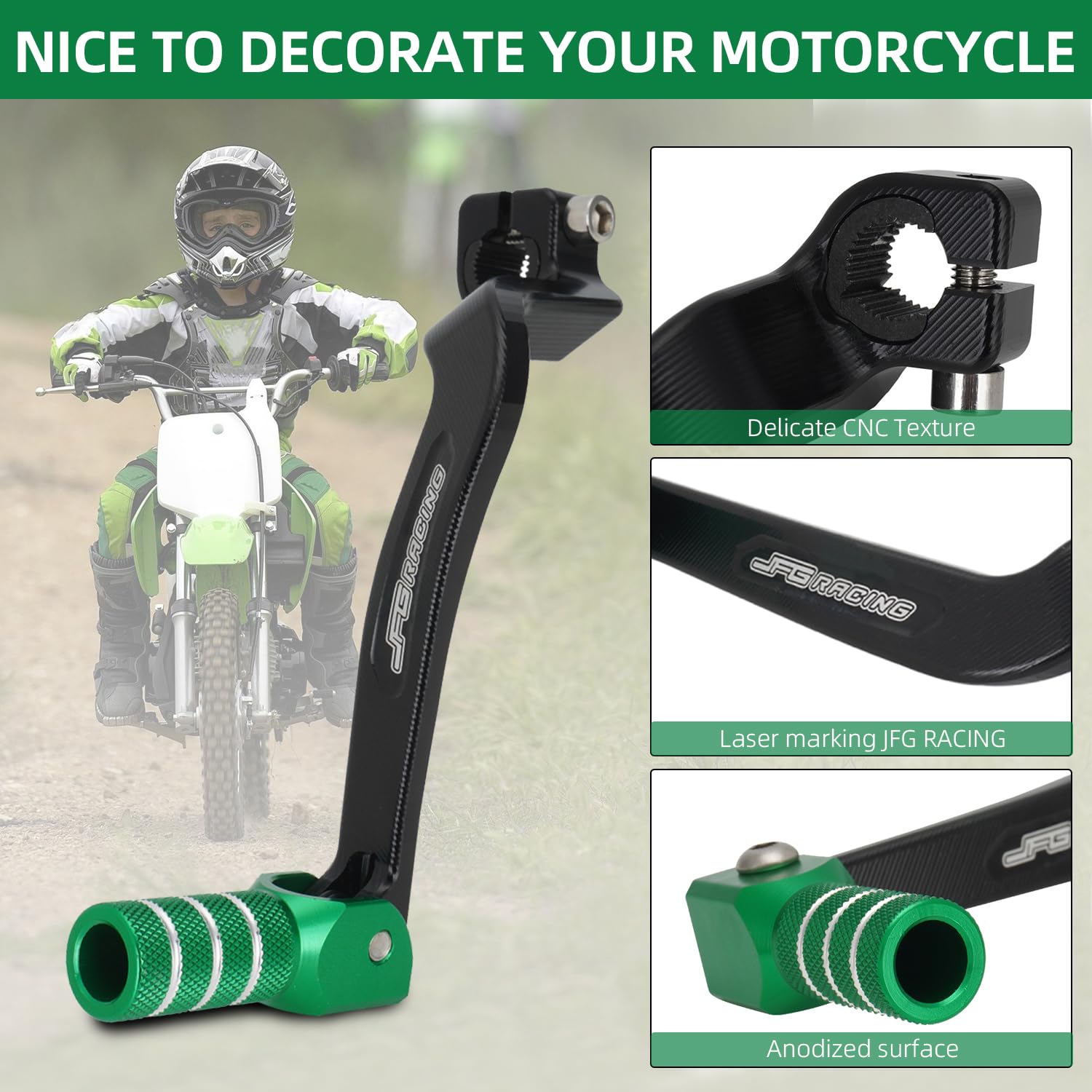 JFG RACING Motorcycle Gear Shifter Shift Lever Folding Tip CNC for CRF 110 CRF110F 2013-2023 TTR 110 08-09 11-21 Black