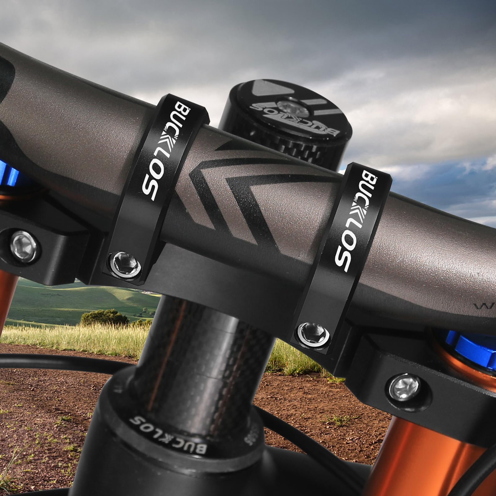 BUCKLOS Direct Mount Mountain Bike Stem 31.8mm 35mm Bar Clamp for Dual Crown Forks, 2 Pieces Lightweight Split Design MTB Stem for Downhill, All Mountain, Enduro, Freeride