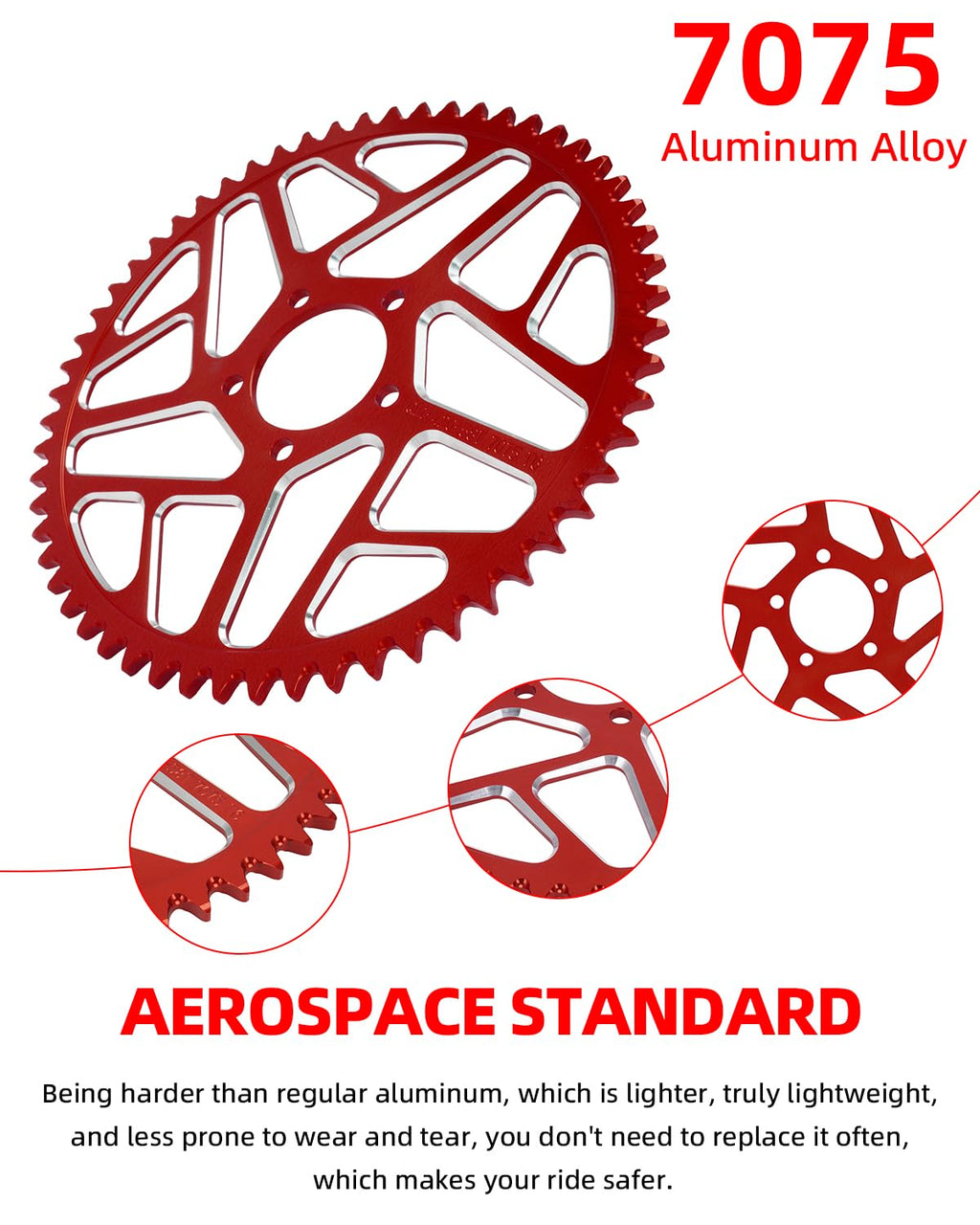 Sprocket for Surron,60T Chain Sprocket for Dirt Bike Sur Ron Light Bee S/Light Bee X/X160/X260/Talaria Sting MX3/Talaria Sting R MX4 - Red