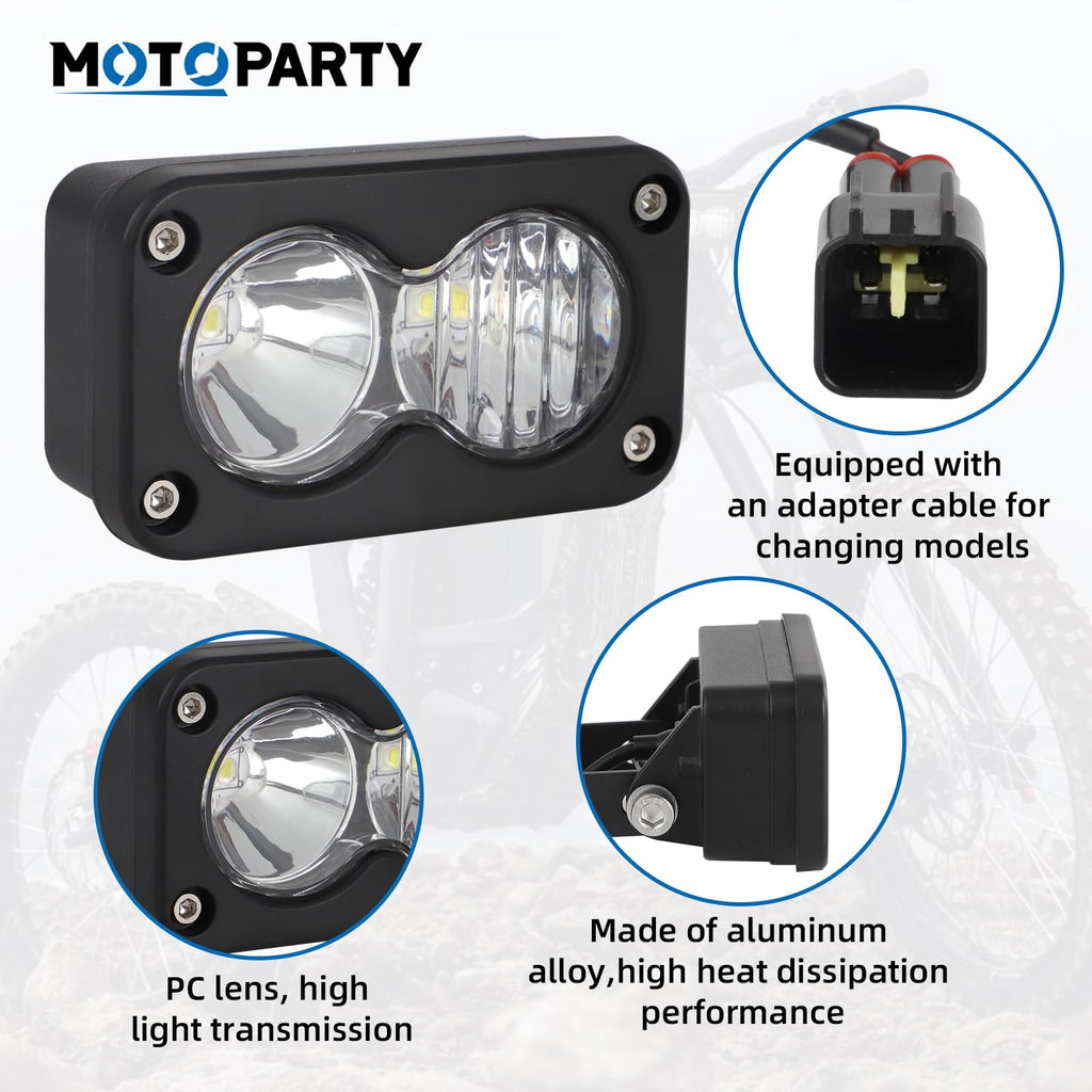 motoparty Dirtbike Headlight Kit for Sur-Ron Segway X260 Talaria Sting R MX4 PC Lens Motorcycle Light Bar Led Headlamp with Blue Light Switch