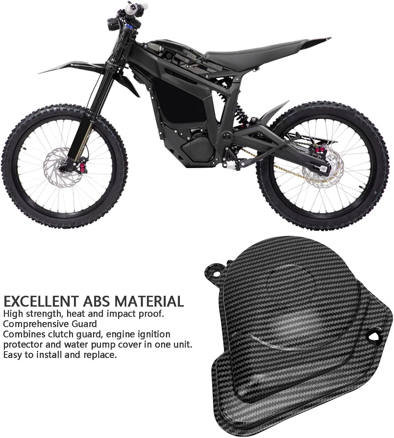 Acouto Motorcycle Engine Clutch Cover, ABS Carbon Fiber Style Engine Protective Cover, Heat Proof Impact Guard 3 in 1 for Talaria Sting X3 MX3 MX4 MX5 Trail Street Riders