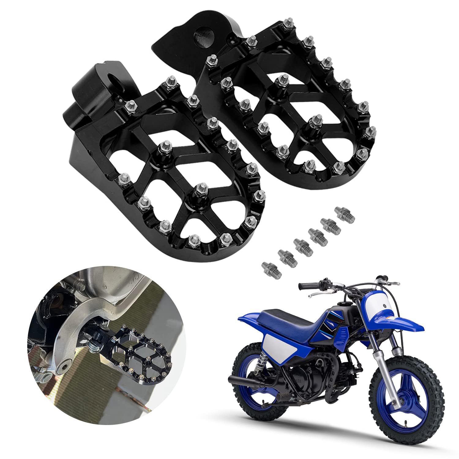 AnXin Dirt Bike Foot Pegs Motorcycle Footpegs Foot Pedals Rests CNC for TTR 110 TTR110 TTR 110E TTR110E 2011-2023 Pit Bike Blue