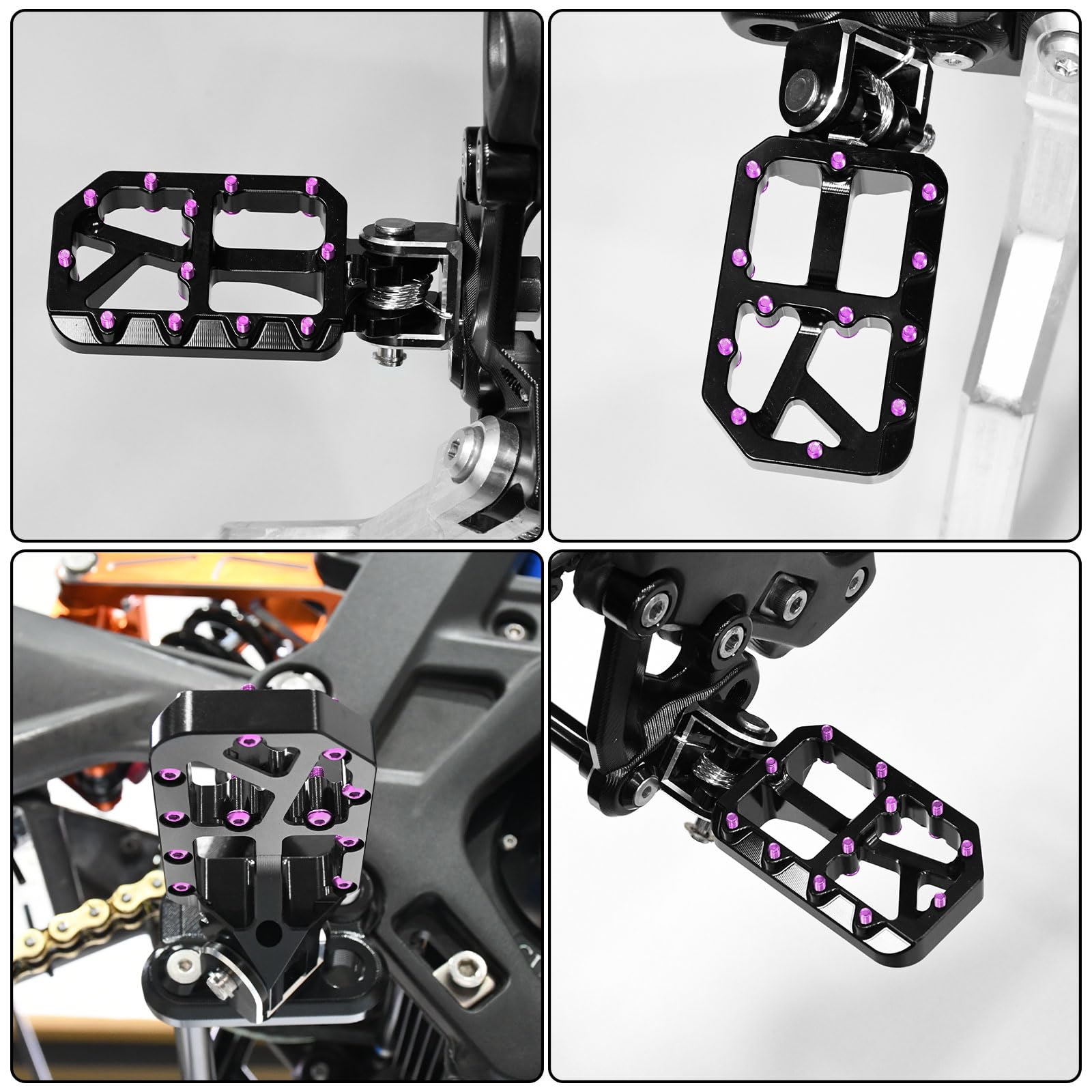 Dirt Bike Foot Pegs for Ebike Surron Light Bee X S, Color Prickly Peg,Motorcycle Aluminum Alloy Pedal for Segway X160 X260/Talaria X3 X4/E Ride PRO SS,Black Body with Dazzling Spikes