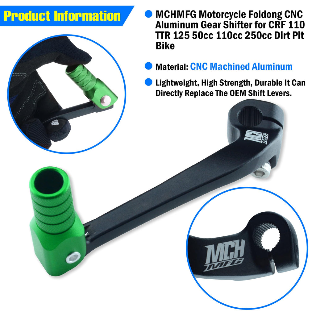 Folding Dirt Bike Shifter Lever - Alloy Aluminium Gear Lever Fit for CRF110 CRF110F 2013-2023 TTR110 08-09 TTR125 11-21 Black