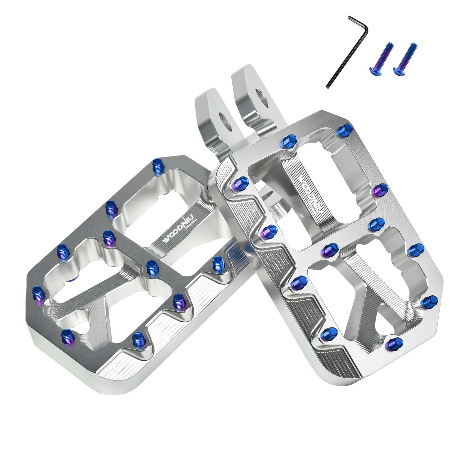 Dirt Bike Foot Pegs for Ebike Surron Light Bee X S, Color Prickly Peg,Motorcycle Aluminum Alloy Pedal for Segway X160 X260/Talaria X3 X4/E Ride PRO SS,Black Body with Dazzling Spikes