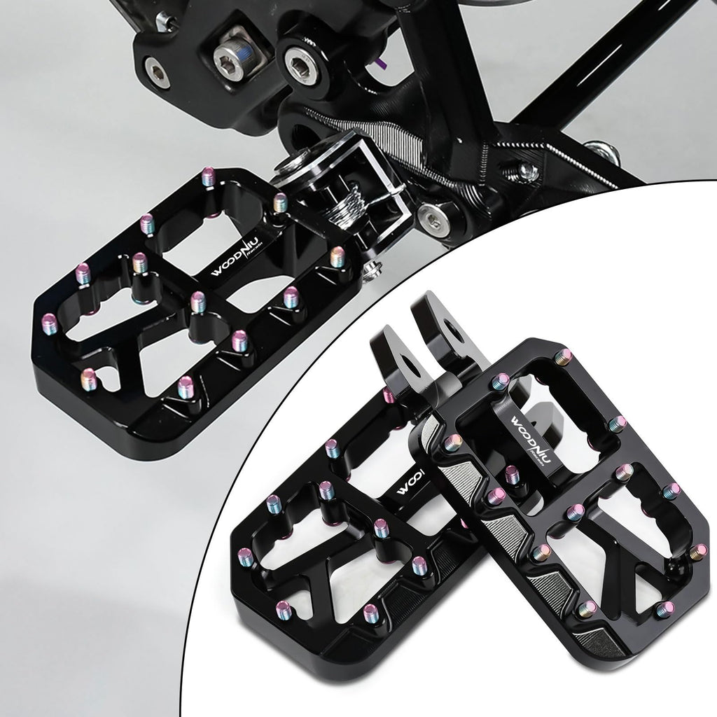 Dirt Bike Foot Pegs for Ebike Surron Light Bee X S, Color Prickly Peg,Motorcycle Aluminum Alloy Pedal for Segway X160 X260/Talaria X3 X4/E Ride PRO SS,Black Body with Dazzling Spikes