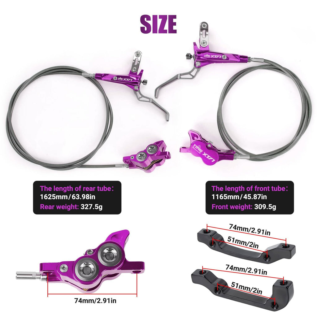 Front Rear Brake Kit for Sur-Ron, PSLER Upgraded Front Rear Brake Kit for Sur Ron Light Bee X Segway X160 X260 for Talaria XXX for Talaria Sting MX3 R MX4 for 79Bike Falcon M/E Ride Pro SS (Purple)